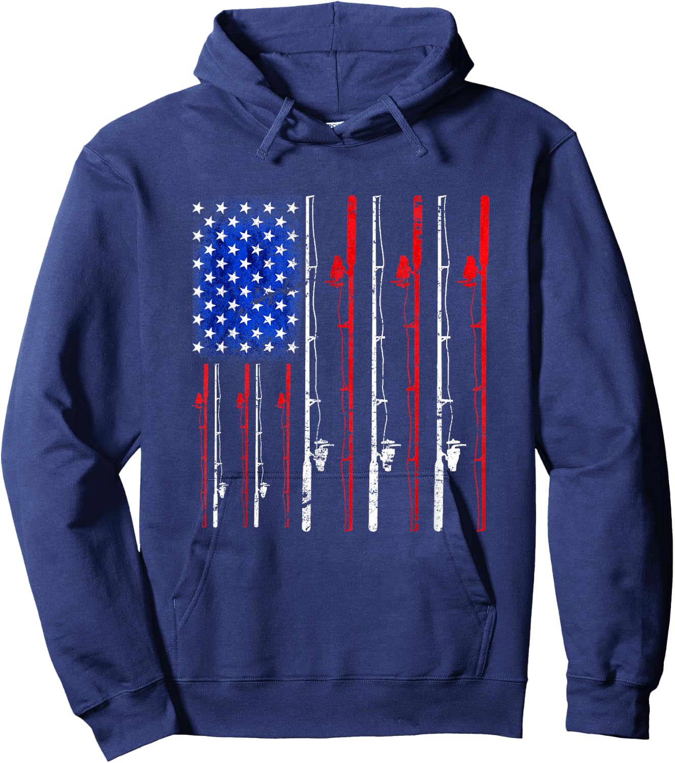 Fishing Shirt American Flag Shirt Fishing Hoodie - Hoodie | Navy