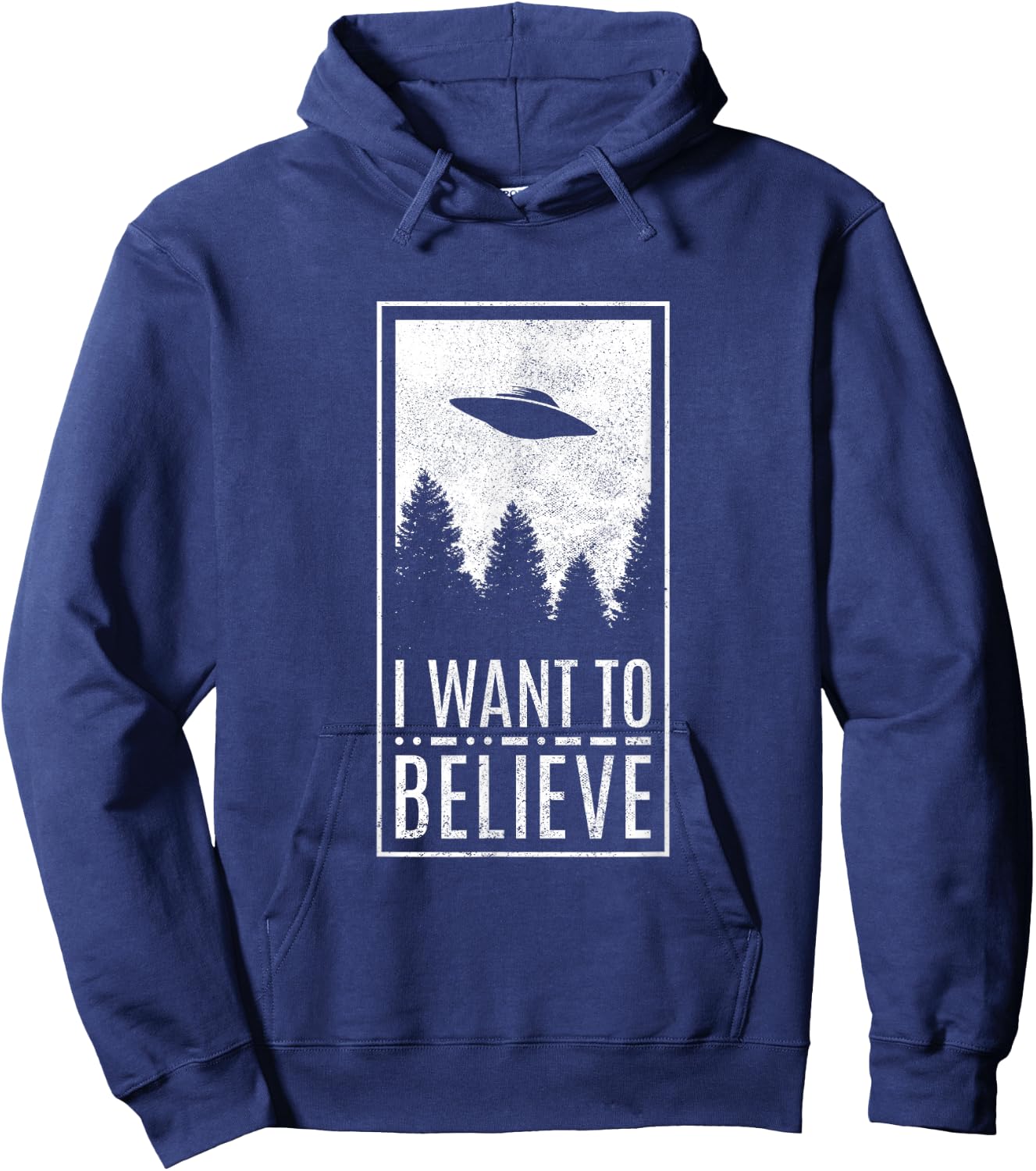 I Want To Believe UFO Alien Conspiracy Believer Hoodie - Hoodie | Navy