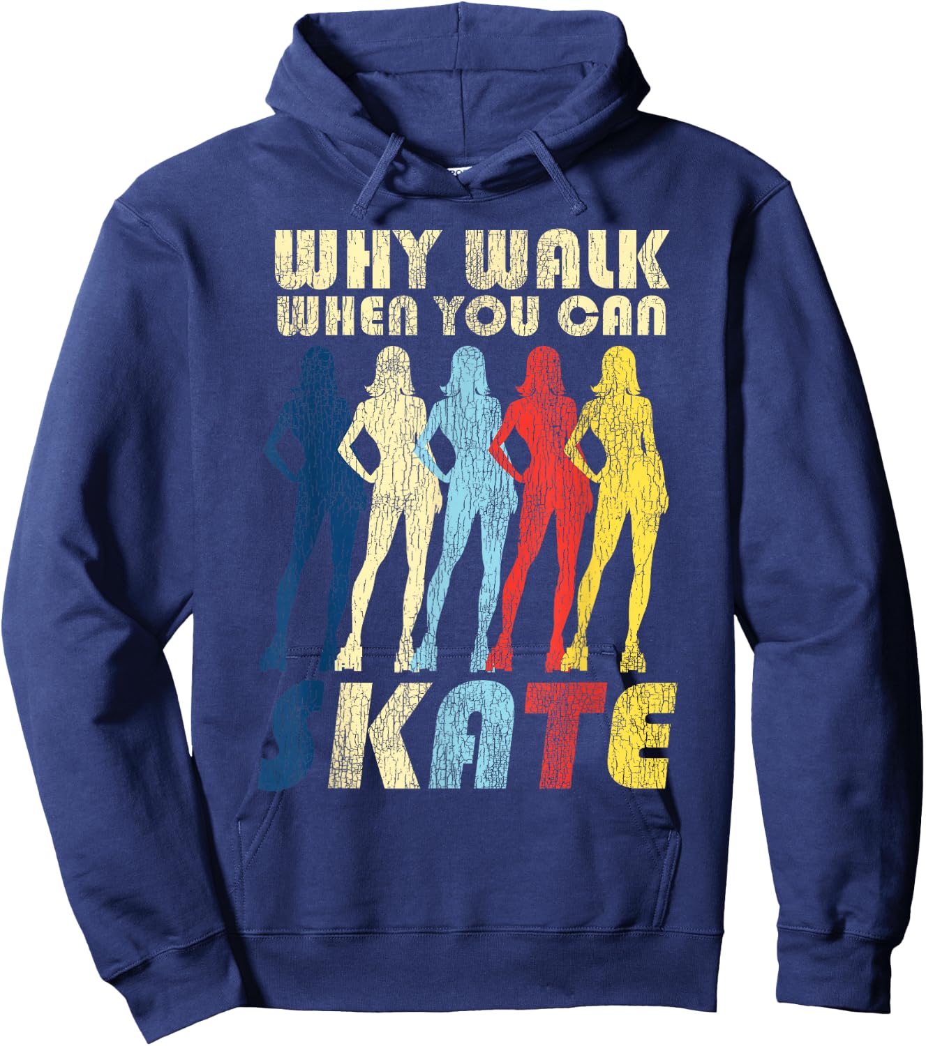 Cool Roller Skating Skate Girl 1970S Retro Hoodie - Hoodie | Navy