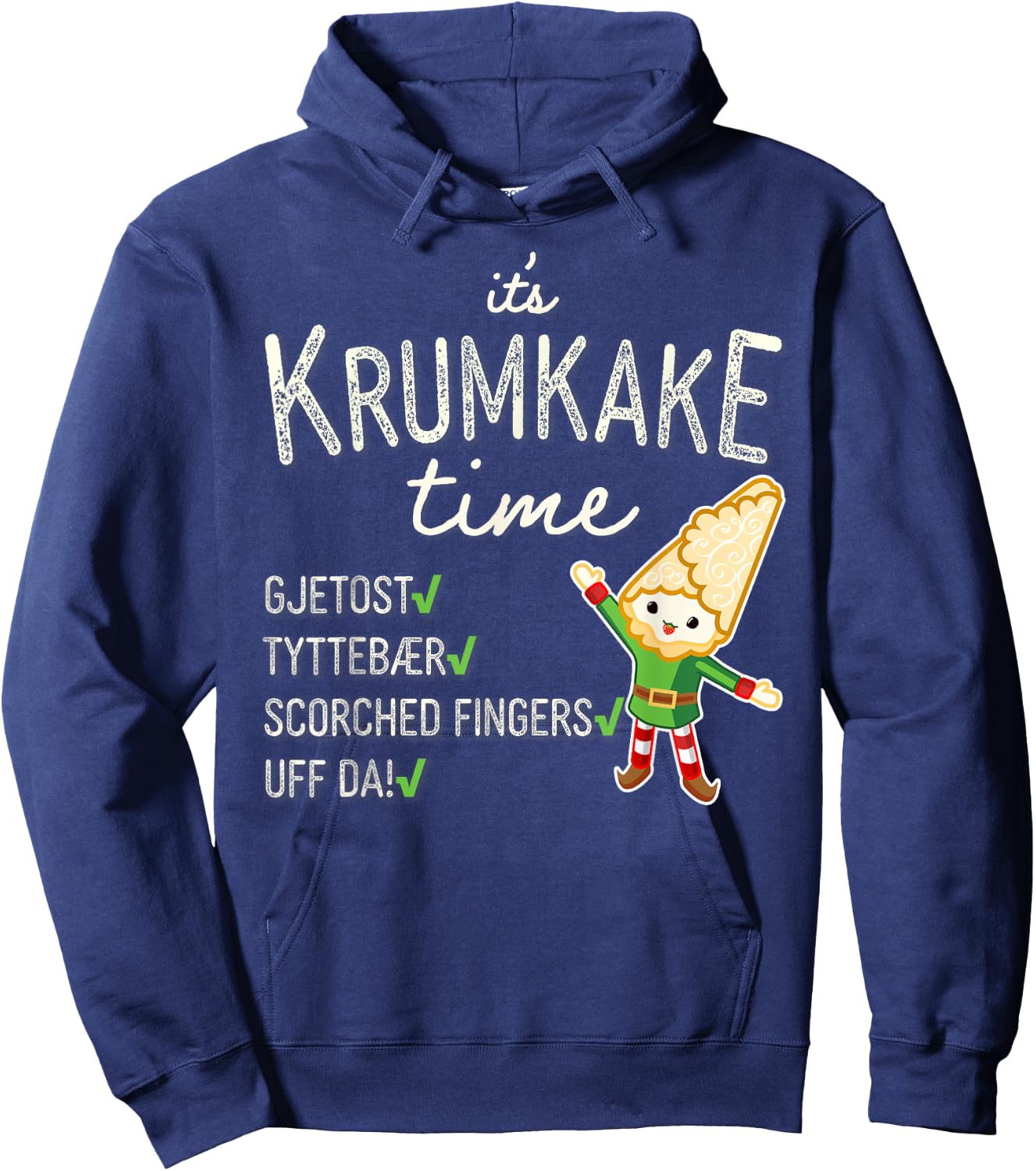 It's Krumkake Time Funny Cute Christmas Hoodie - Hoodie | Navy
