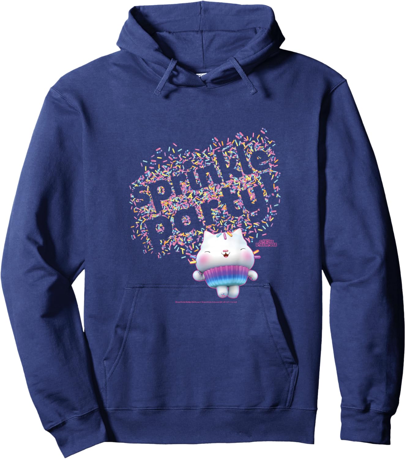 Kids Gabby's Dollhouse Cakey Cat Sprinkle Party Hoodie - Hoodie | Navy