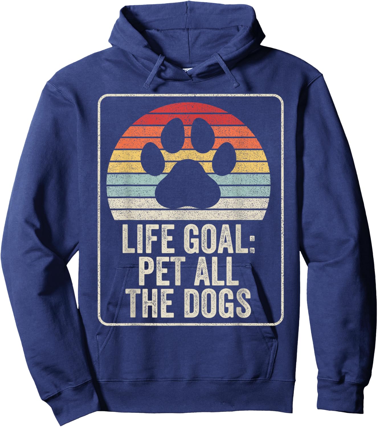 Retro Vintage Life Goal Pet All The Dogs Hoodie - Hoodie | Navy