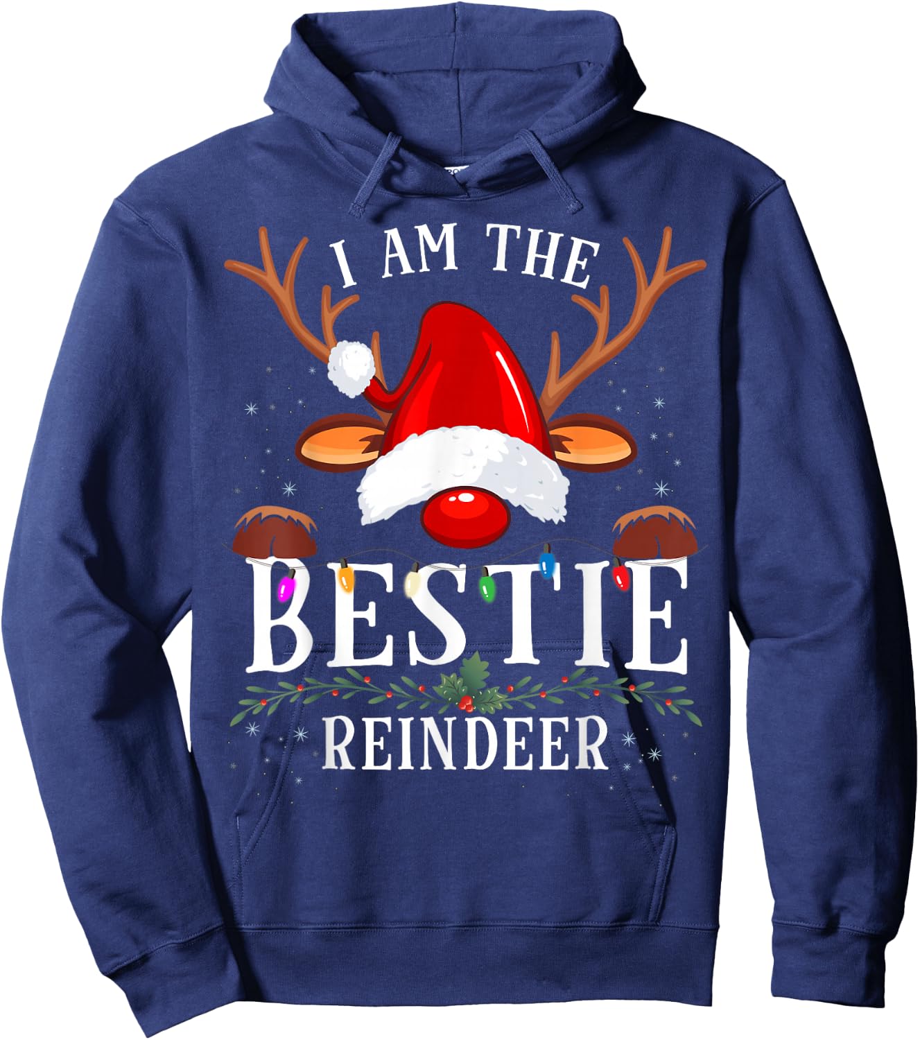 I Am The Bestie Reindeer Christmas Family Hoodie - Hoodie | Navy