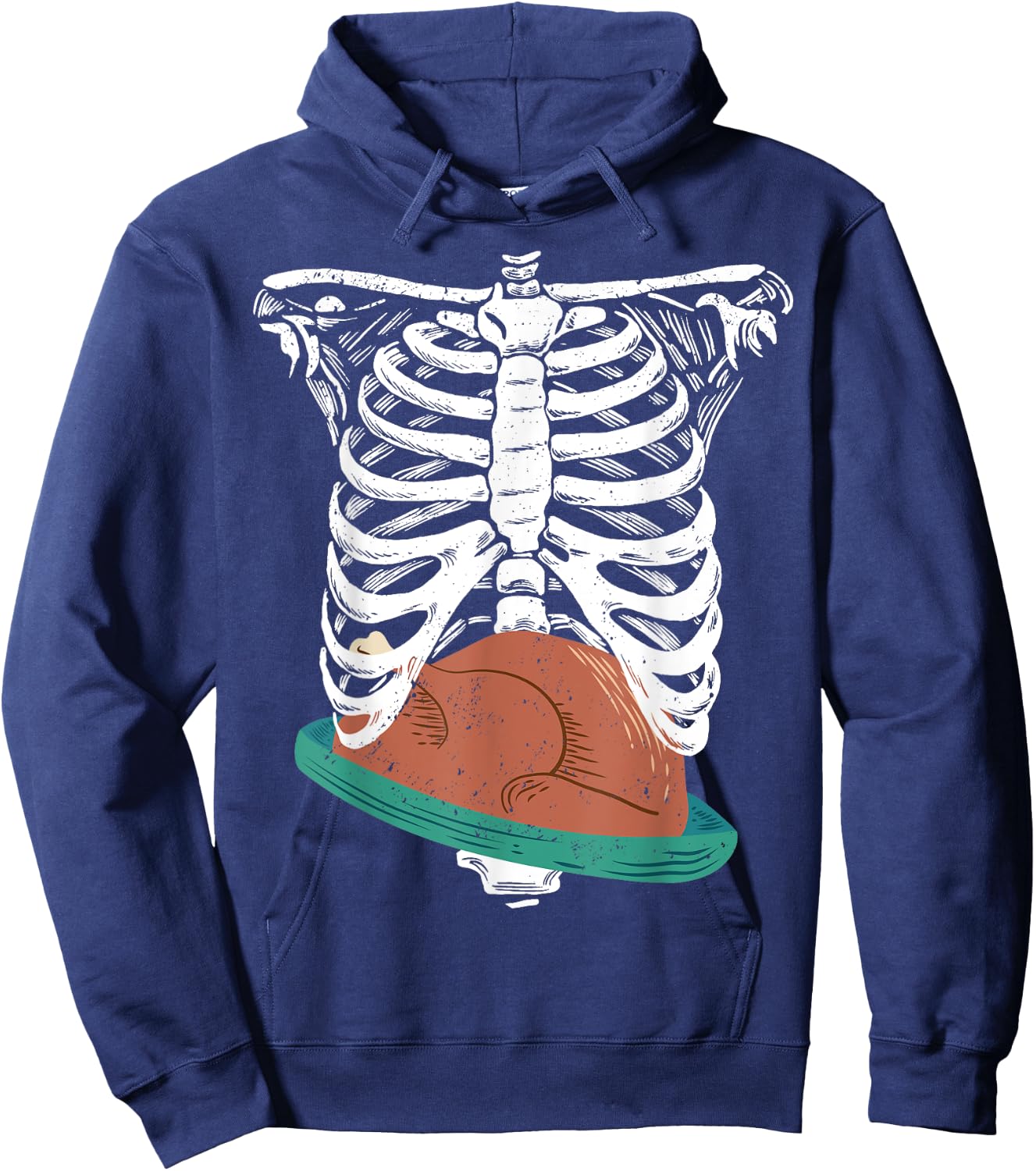 Thanksgiving turkey in ribcage skeleton Xray Hoodie - Hoodie | Navy