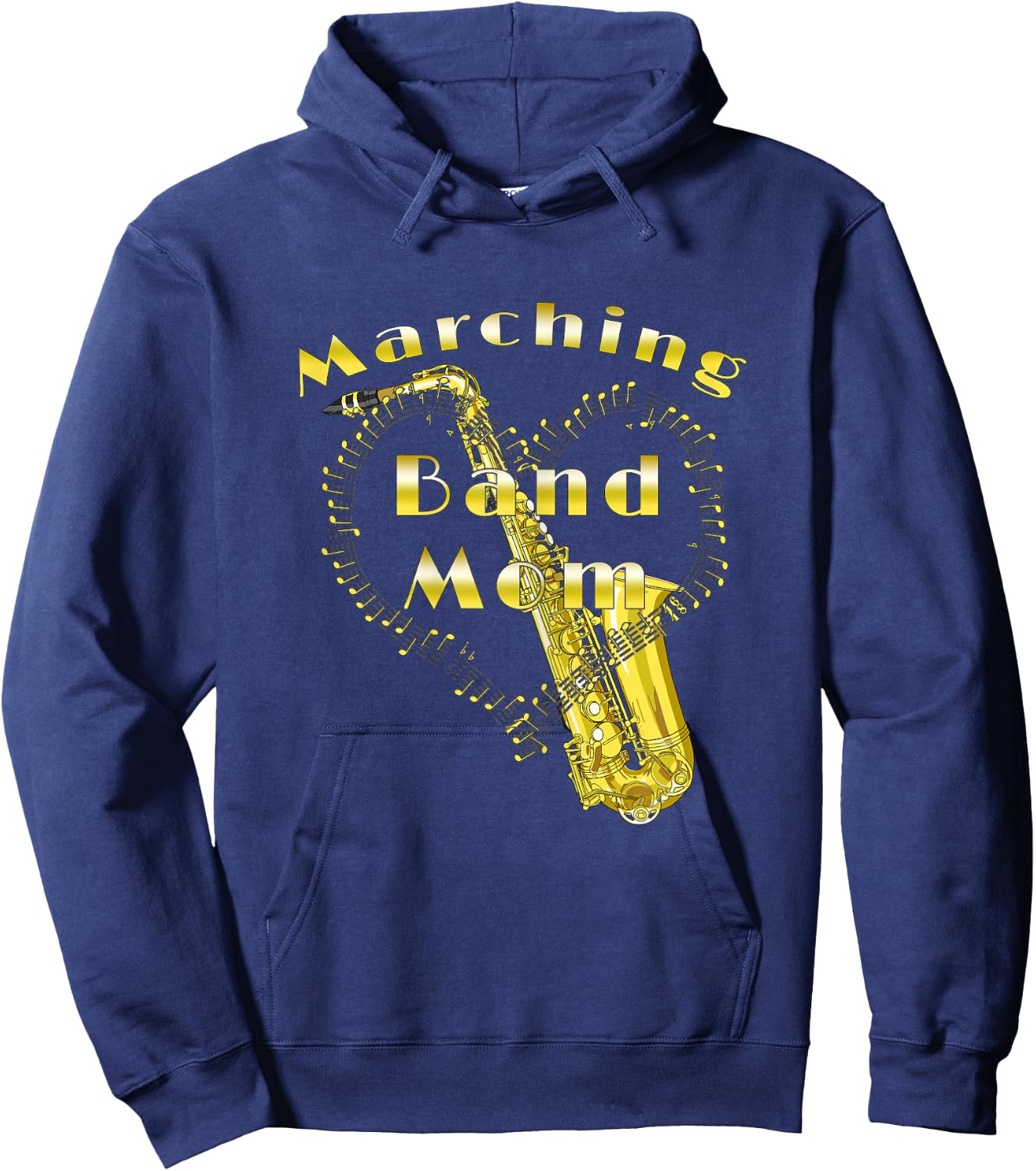 Marching Band Mom Saxophone Player Gold Sax Hoodie - Hoodie | Navy