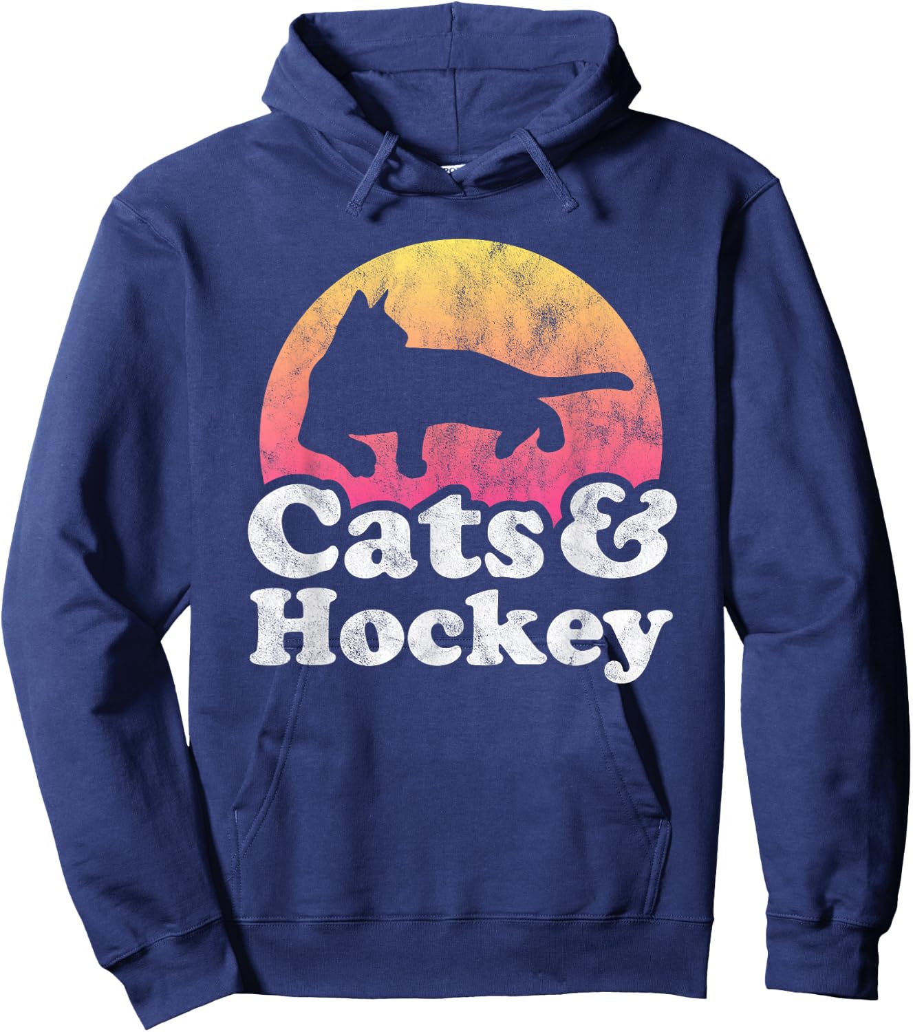 Cats and Hockey Men's or Women's Cat and Hockey Hoodie - Hoodie | Navy