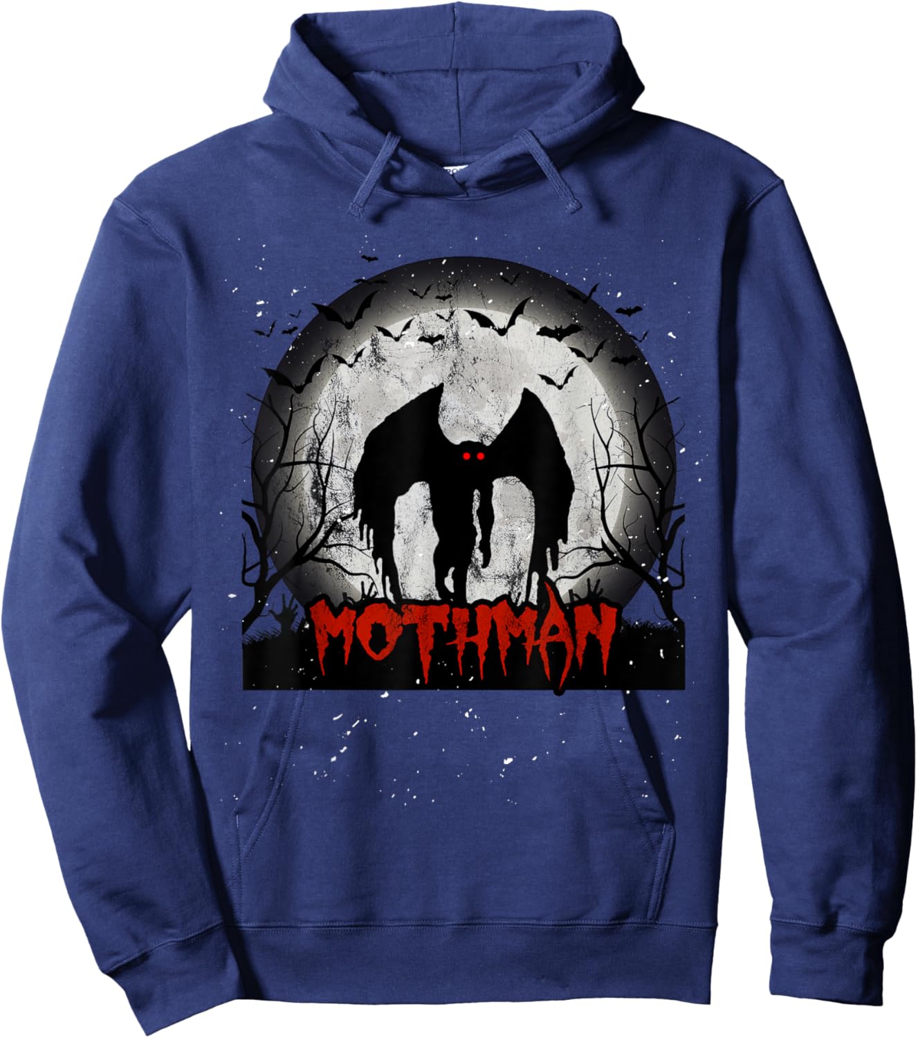 Dark Moon With Bats and Mothman Folklore Hoodie - Hoodie | Navy