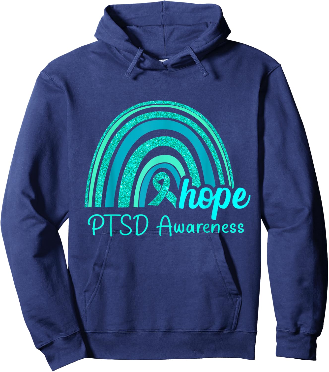 PTSD Awareness Hope Rainbow Hoodie - Hoodie | Navy