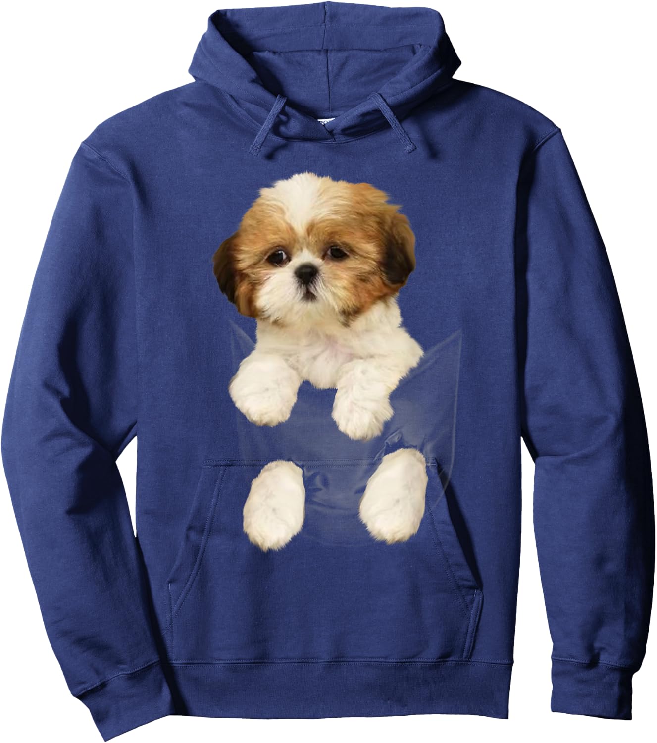 Shih tzu Puppy in Pocket Hoodie - Hoodie | Navy