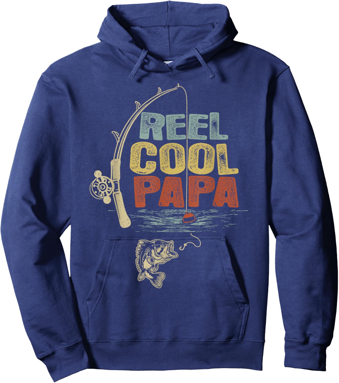 Funny Fisherman Vintage Reel Cool Papa Hoodie - Hoodie | Navy