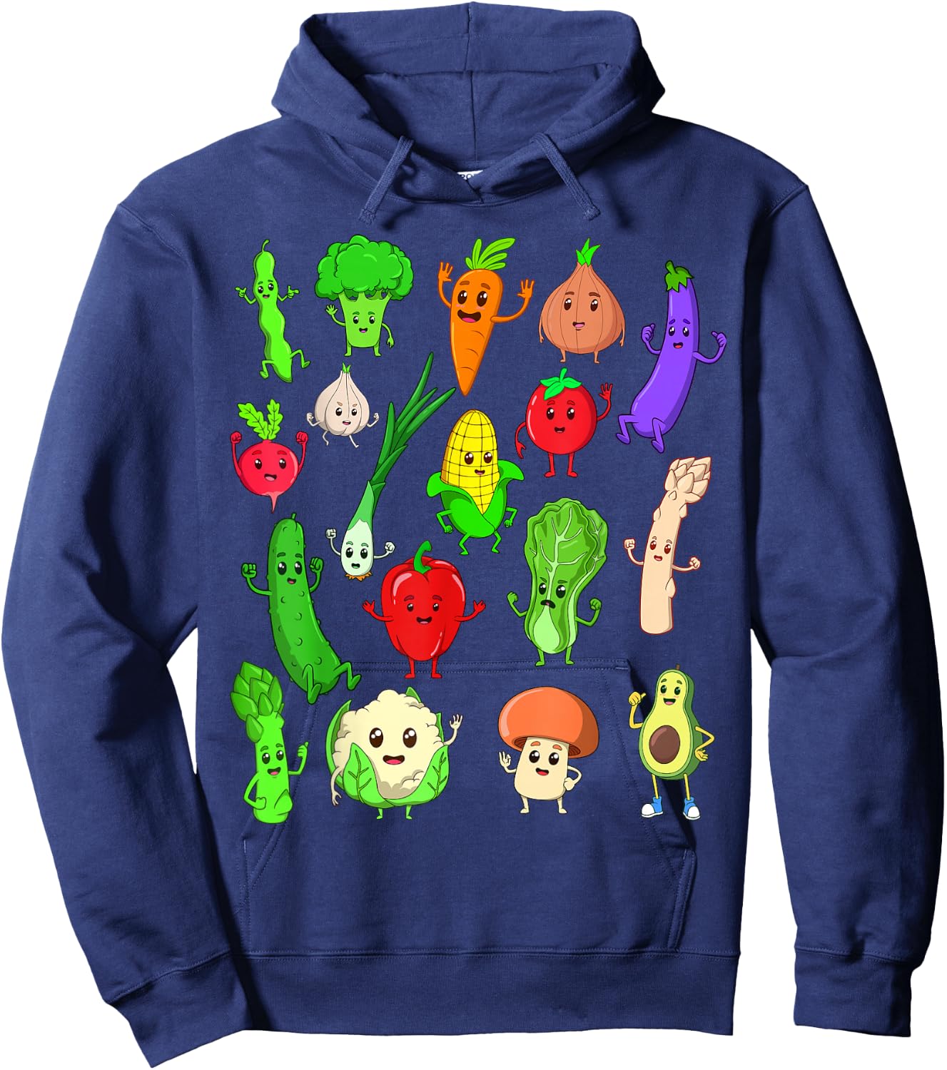 Comic Kawaii Vegetables Hoodie - Hoodie | Navy