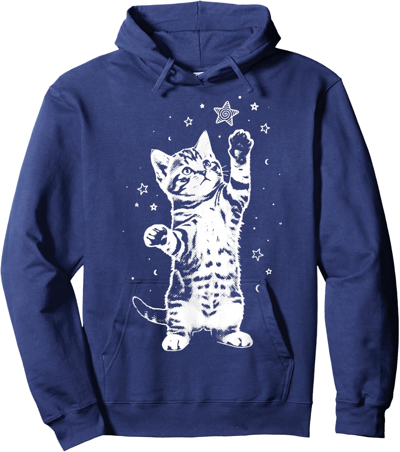 Cat Stars 2000s Aesthetic Vintage Hoodie - Hoodie | Navy