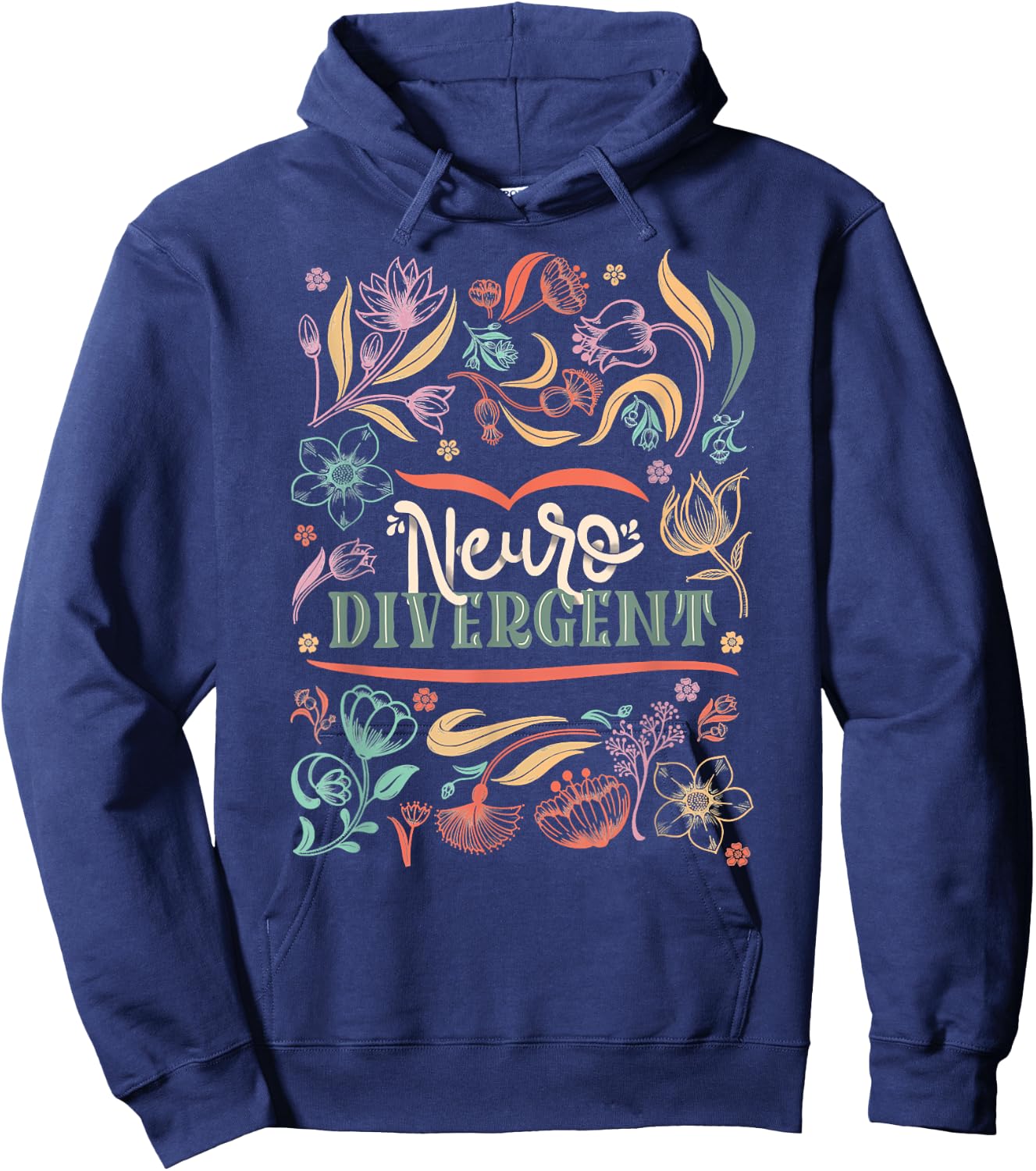 floral Neurodivergent Autism Awareness Hoodie - Hoodie | Navy