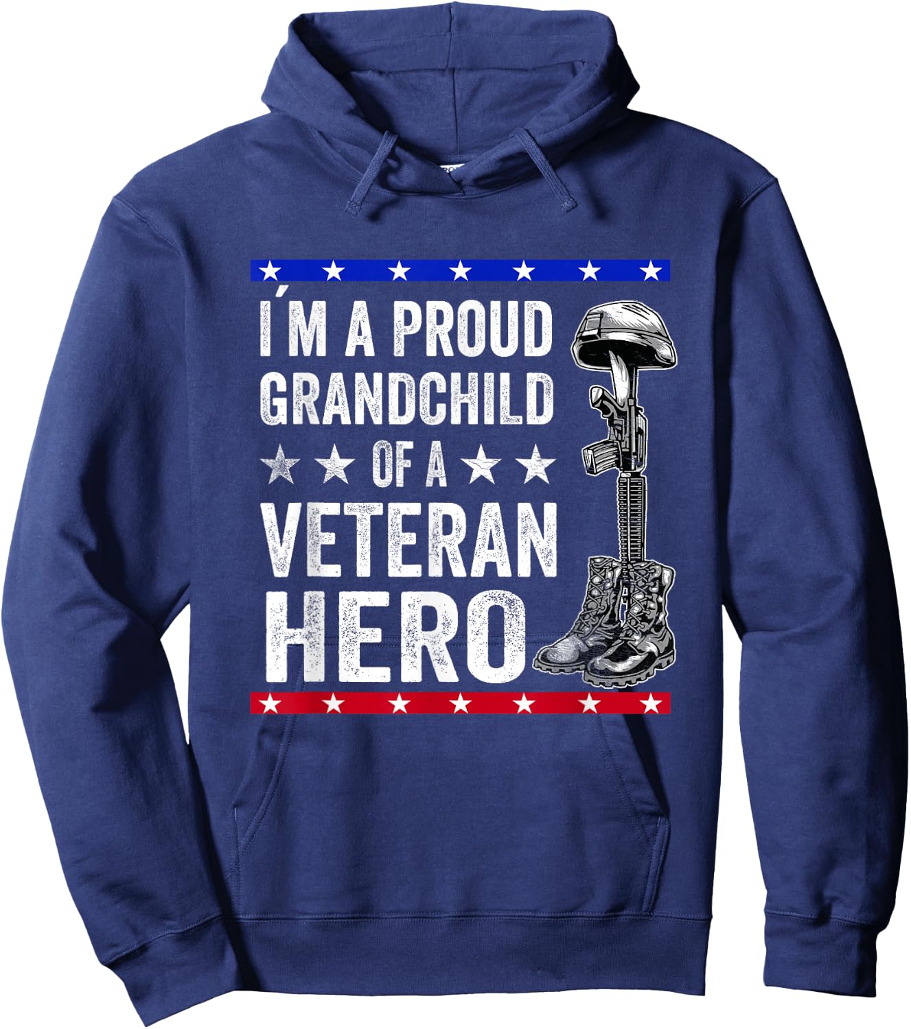 Thank You For Your Service Army Veterans Day Patriotic Kids - Black, -Kids, Small, Short Sleeve, Classic Fit, Cotton 65% Polyester 35% Hoodie - Hoodie | Navy