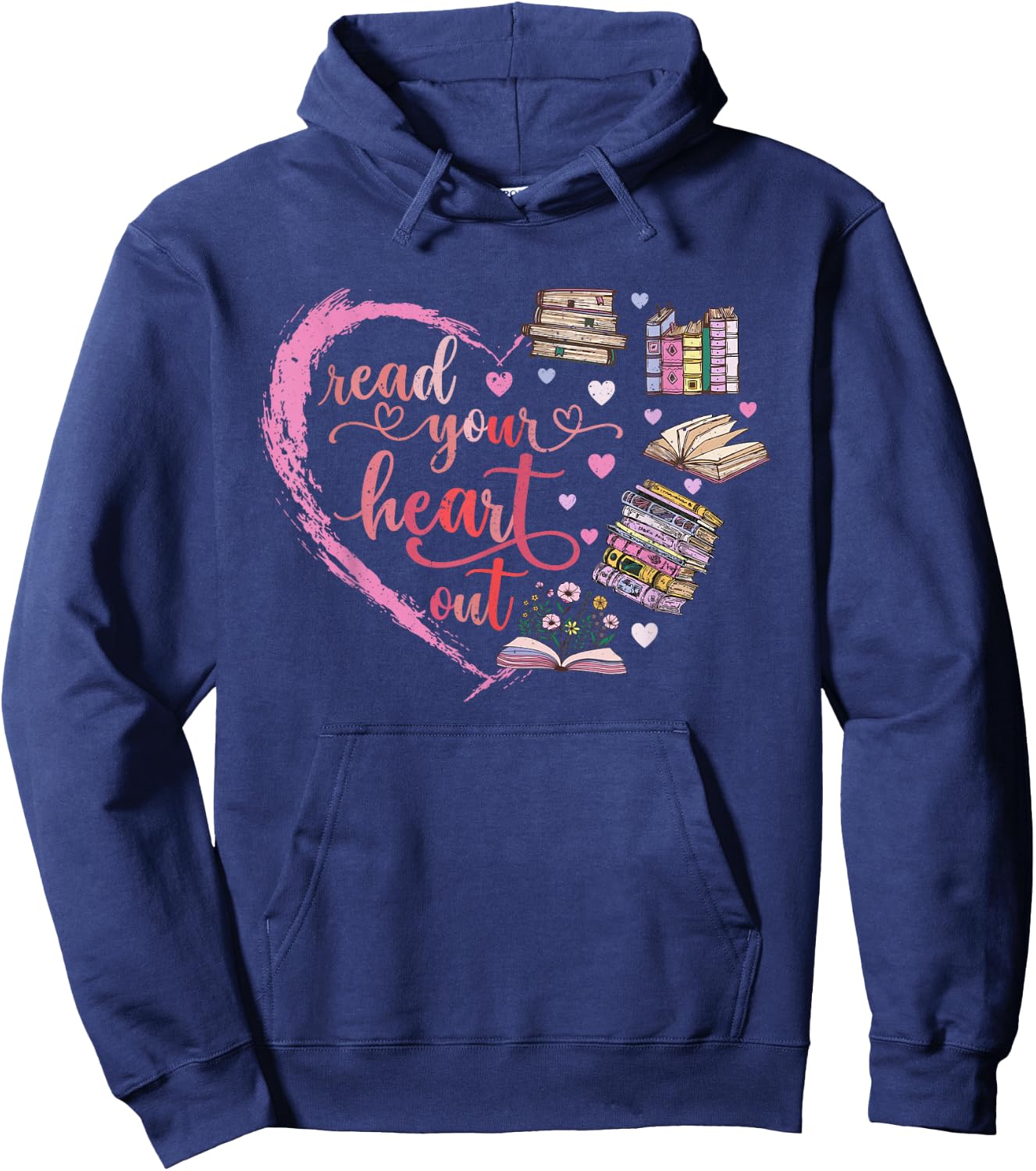 Cute Retro Reading Book Reader Women Valentine Hoodie - Hoodie | Navy