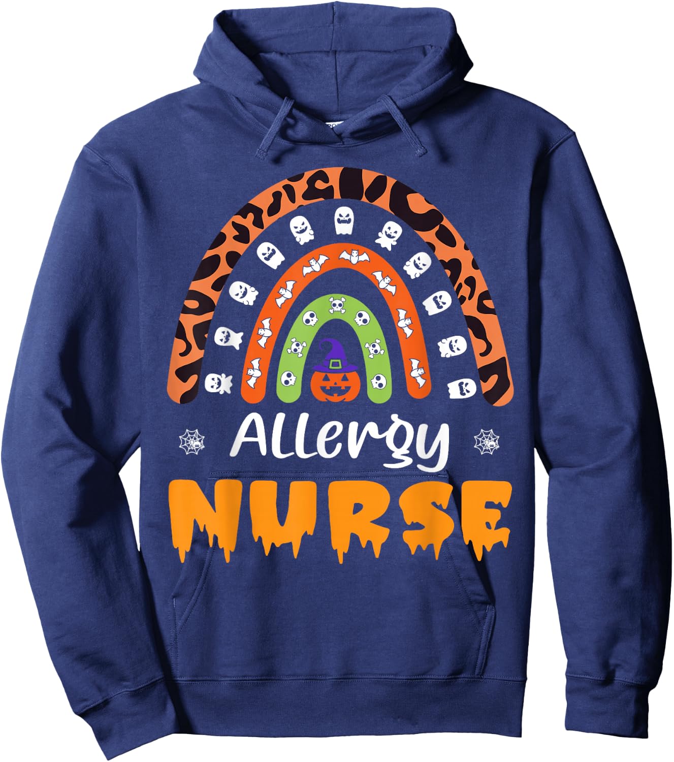 Allergy Nurse Leopard Rainbow Halloween Costume Hoodie - Hoodie | Navy