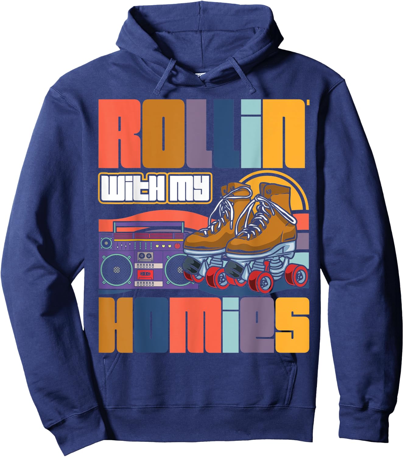 Rolling With My-Homies Roller Skating Party Hoodie - Hoodie | Navy
