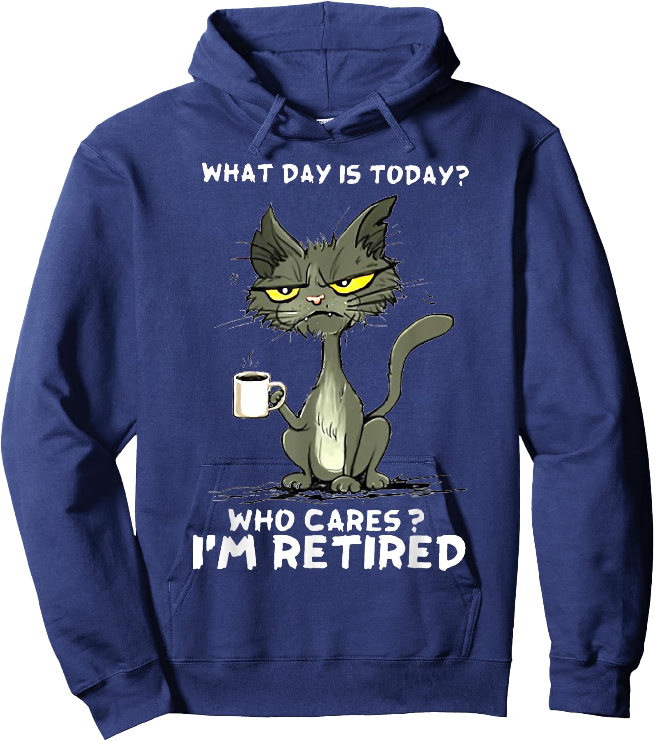 Cat What day is today Who Care I'm Retired Hoodie - Hoodie | Navy