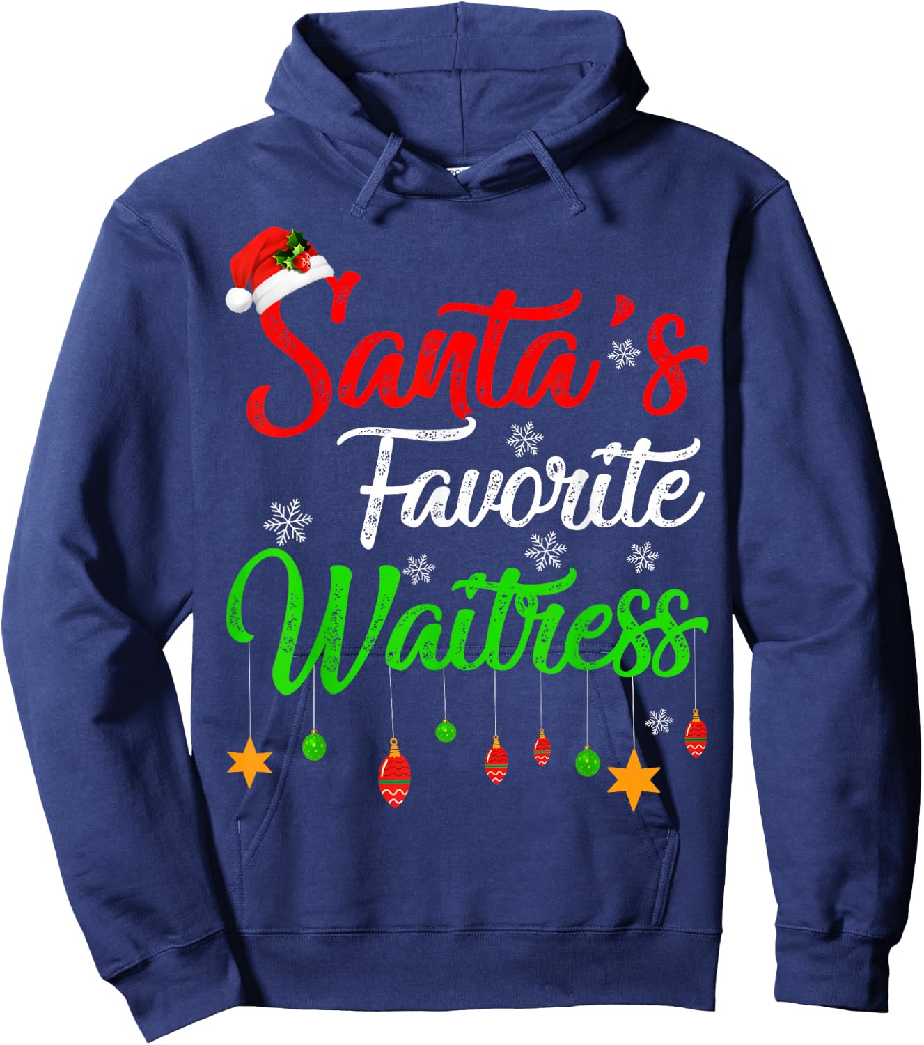 Funny Xmas Santa's Favorite Waitress Christmas Hoodie - Hoodie | Navy
