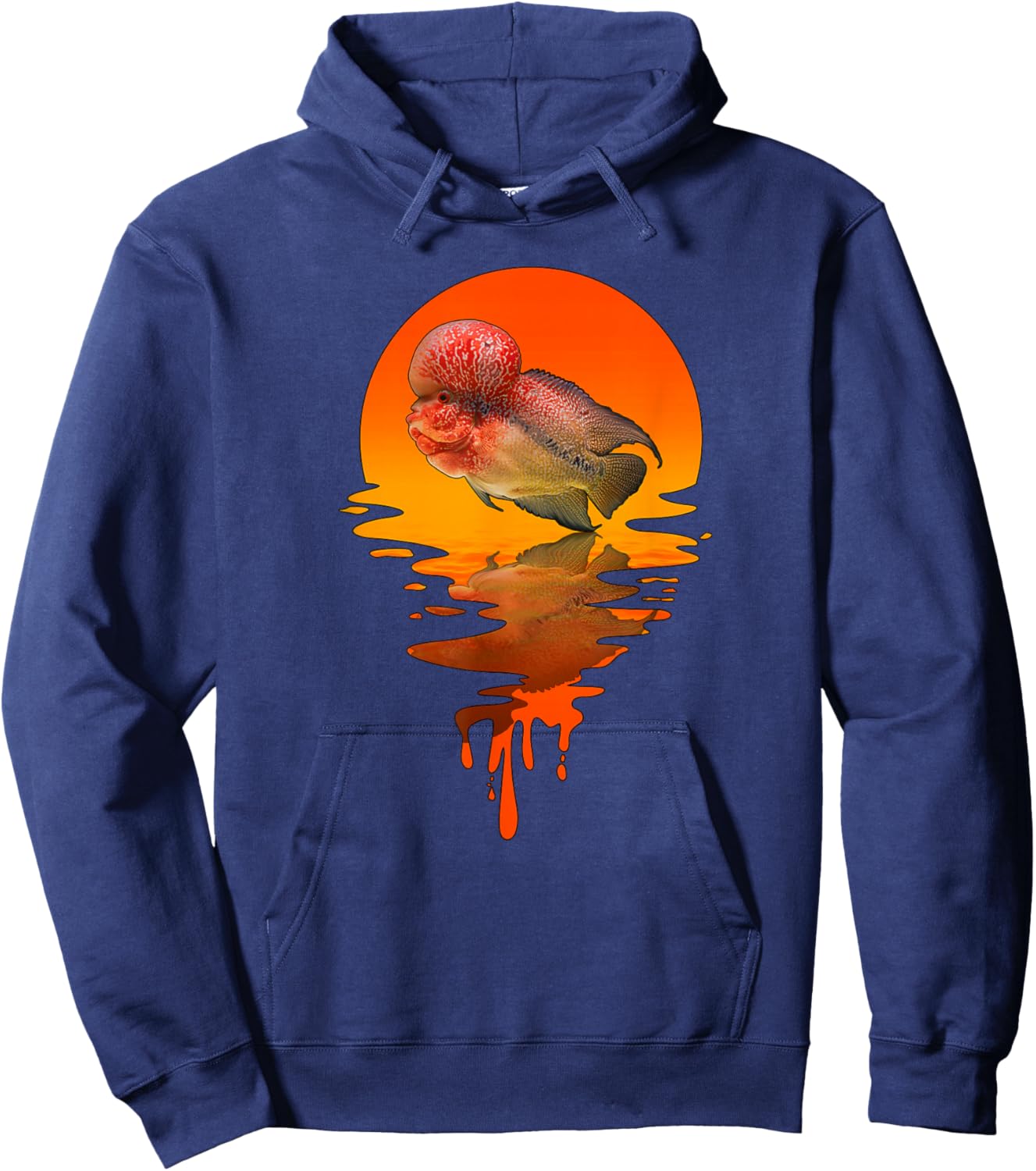 Vintage Retro Style Flowerhorn Hoodie - Hoodie | Navy