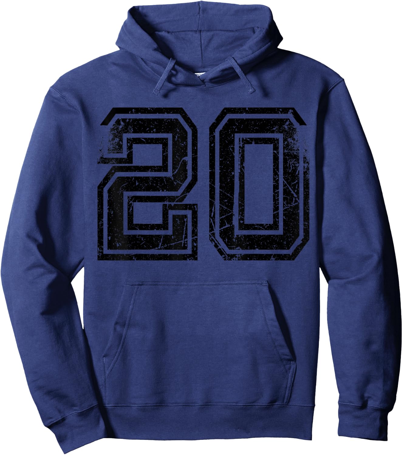 Number #20 Black Sports Retro Number Hoodie - Hoodie | Navy