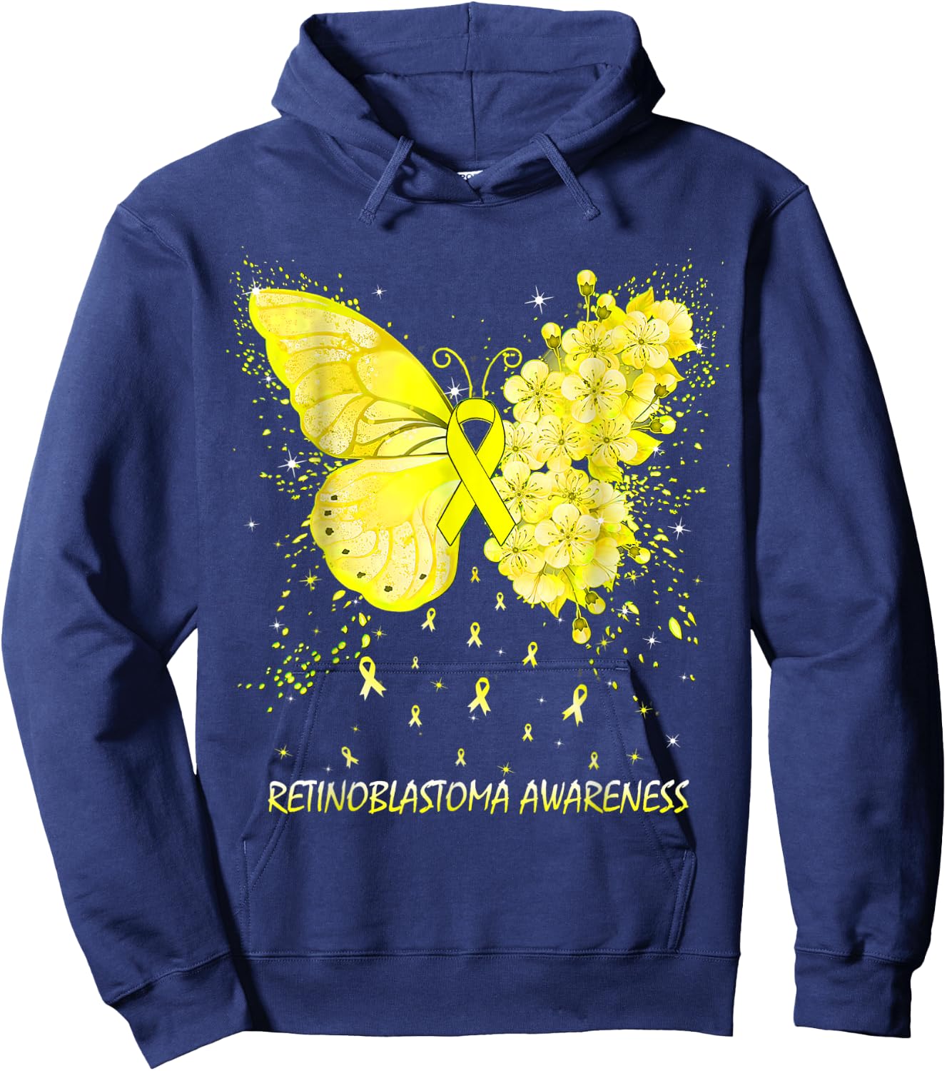 Butterfly Retinoblastoma Awareness Ribbon Hoodie - Hoodie | Navy