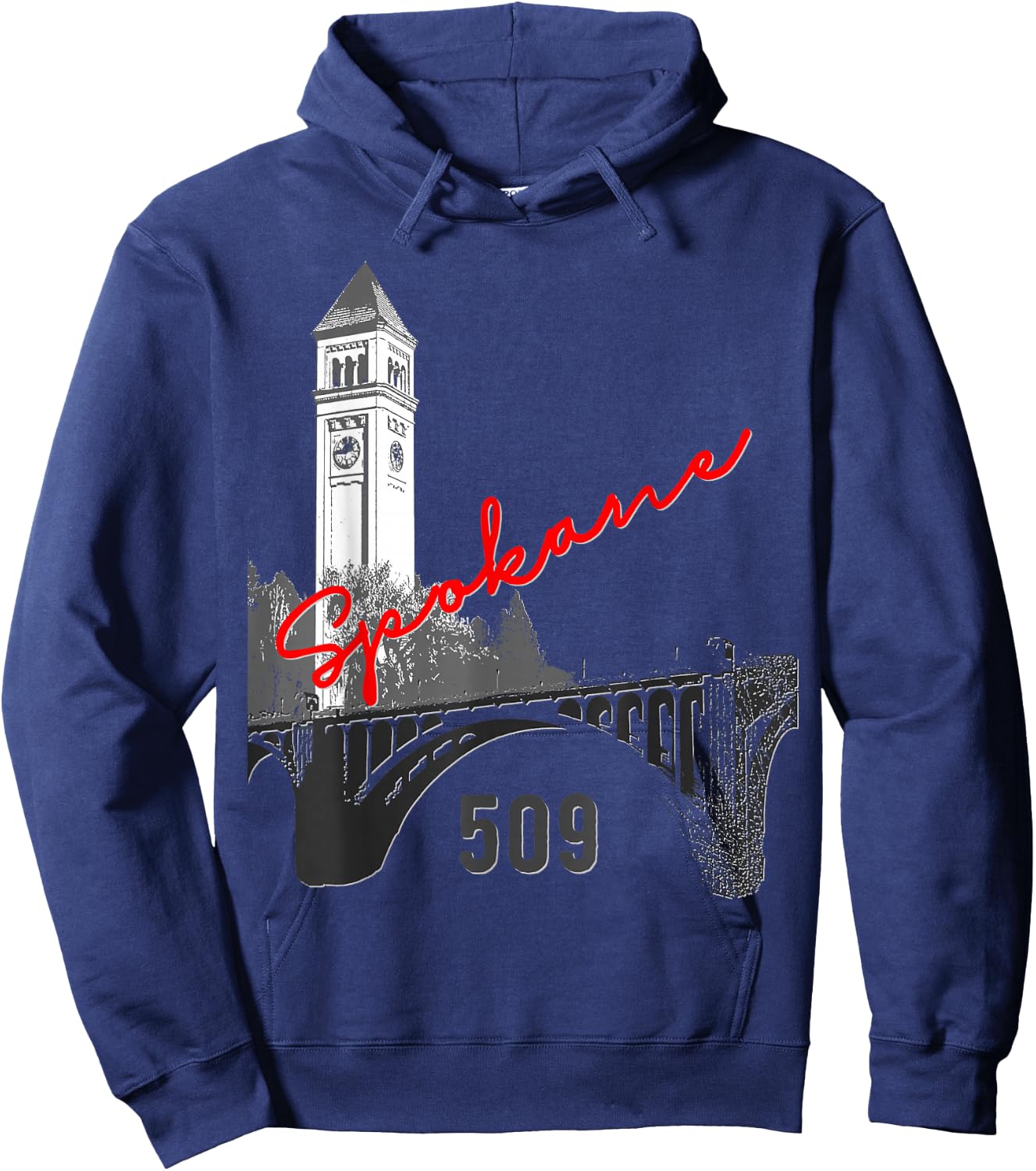 Spokane Clock Tower Monroe Bridge 509 Shirt Hoodie - Hoodie | Navy