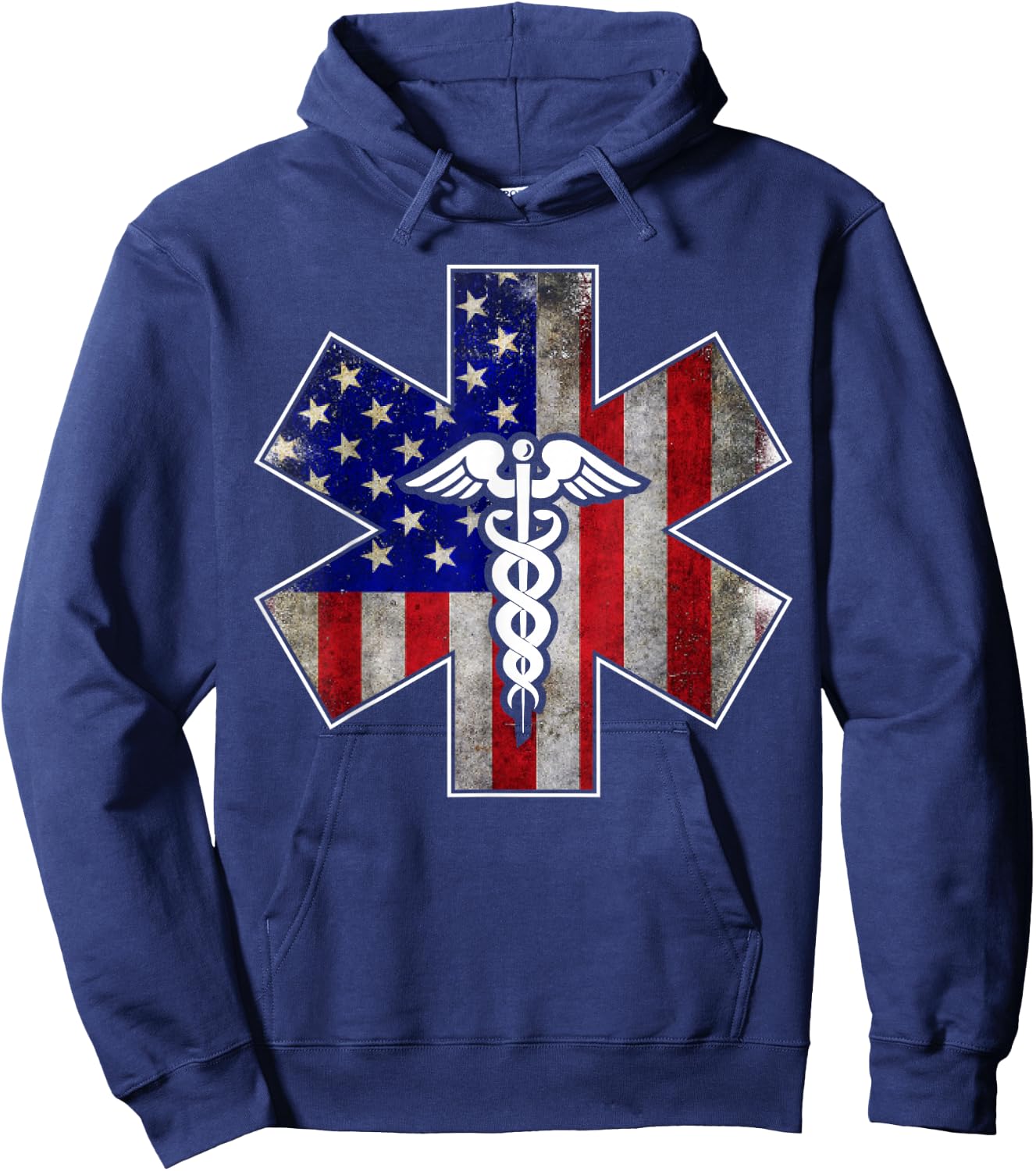 4th of July Paramedic EMS EMT USA American Flag Hoodie - Hoodie | Navy