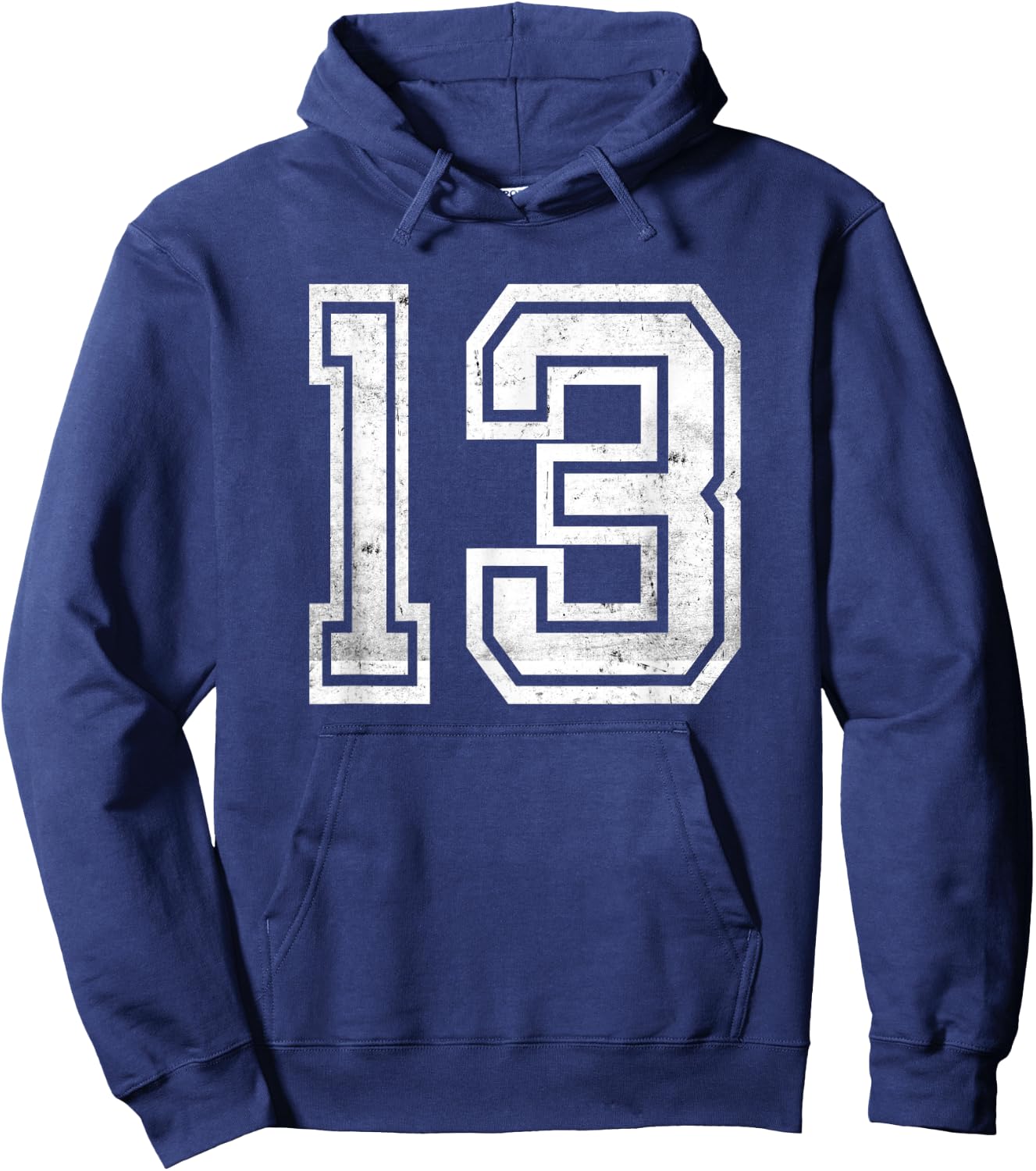 Number #13 Sport Distressed Number Hoodie - Hoodie | Navy