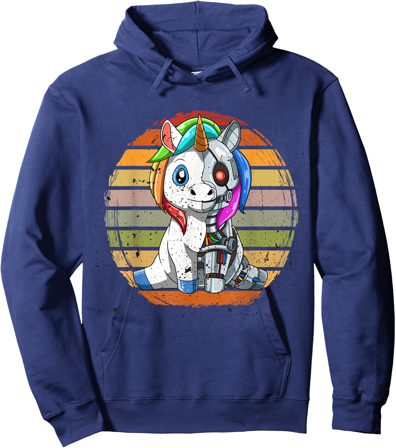 Grunge Unicorn Robot Robotic Cuddle Cyborg Hoodie - Hoodie | Navy