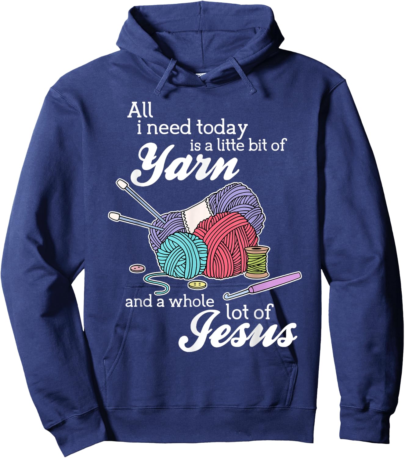 Jesus And Yarn Crocheting Knitting Shirts Gifts Hoodie - Hoodie | Navy