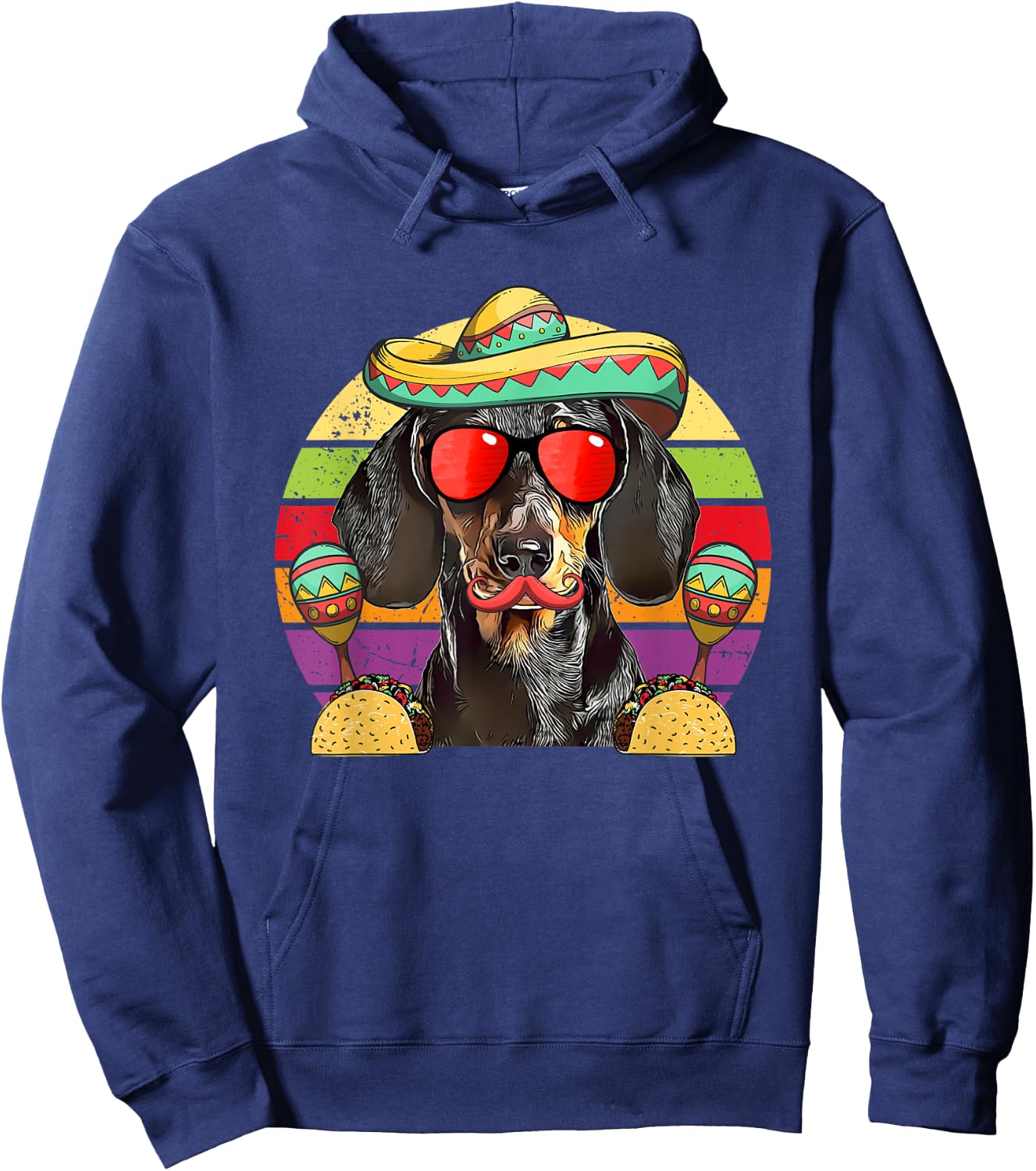 Dachshund Fiesta Dog Tacos Cinco de Mayo Hoodie - Hoodie | Navy