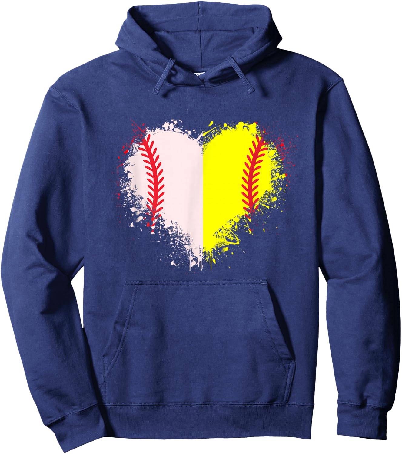 Cute Outlined Baseball Softball Heart Love Hoodie - Hoodie | Navy
