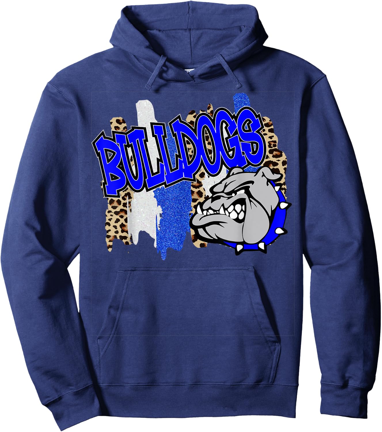 Bulldogs Swash Blue White School Spirit Hoodie - Hoodie | Navy