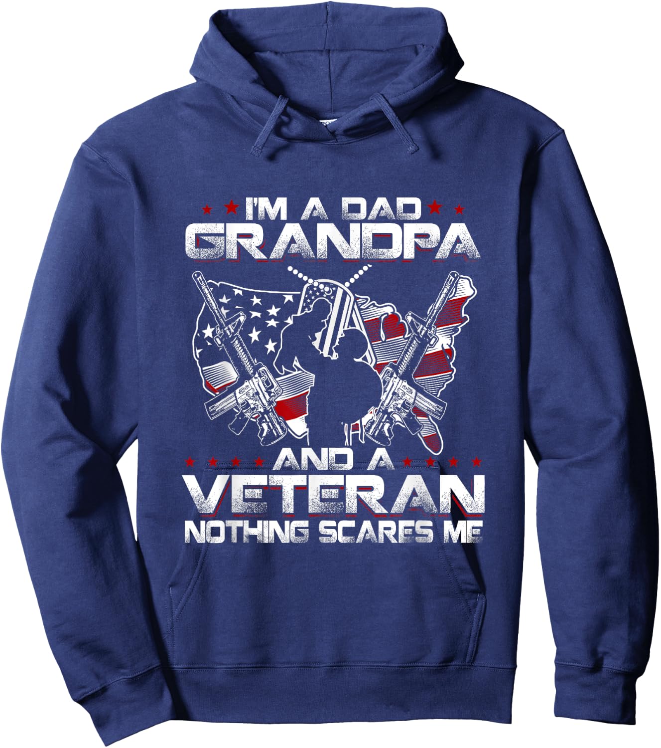 I'm a Dad, Grandpa and a Veteran Funny Birthday Hoodie - Hoodie | Navy
