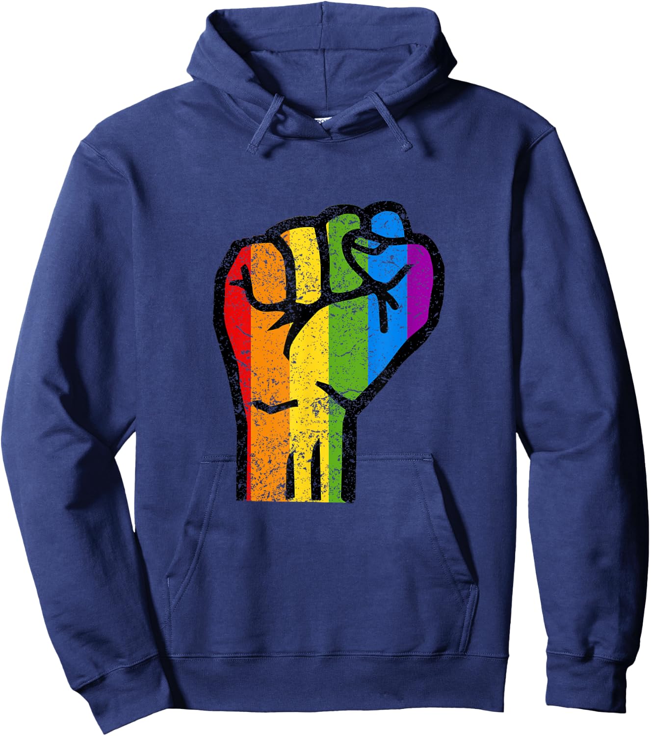 Gay Pride Resist Fist Rainbow Flag LGBTQ Hoodie - Hoodie | Navy