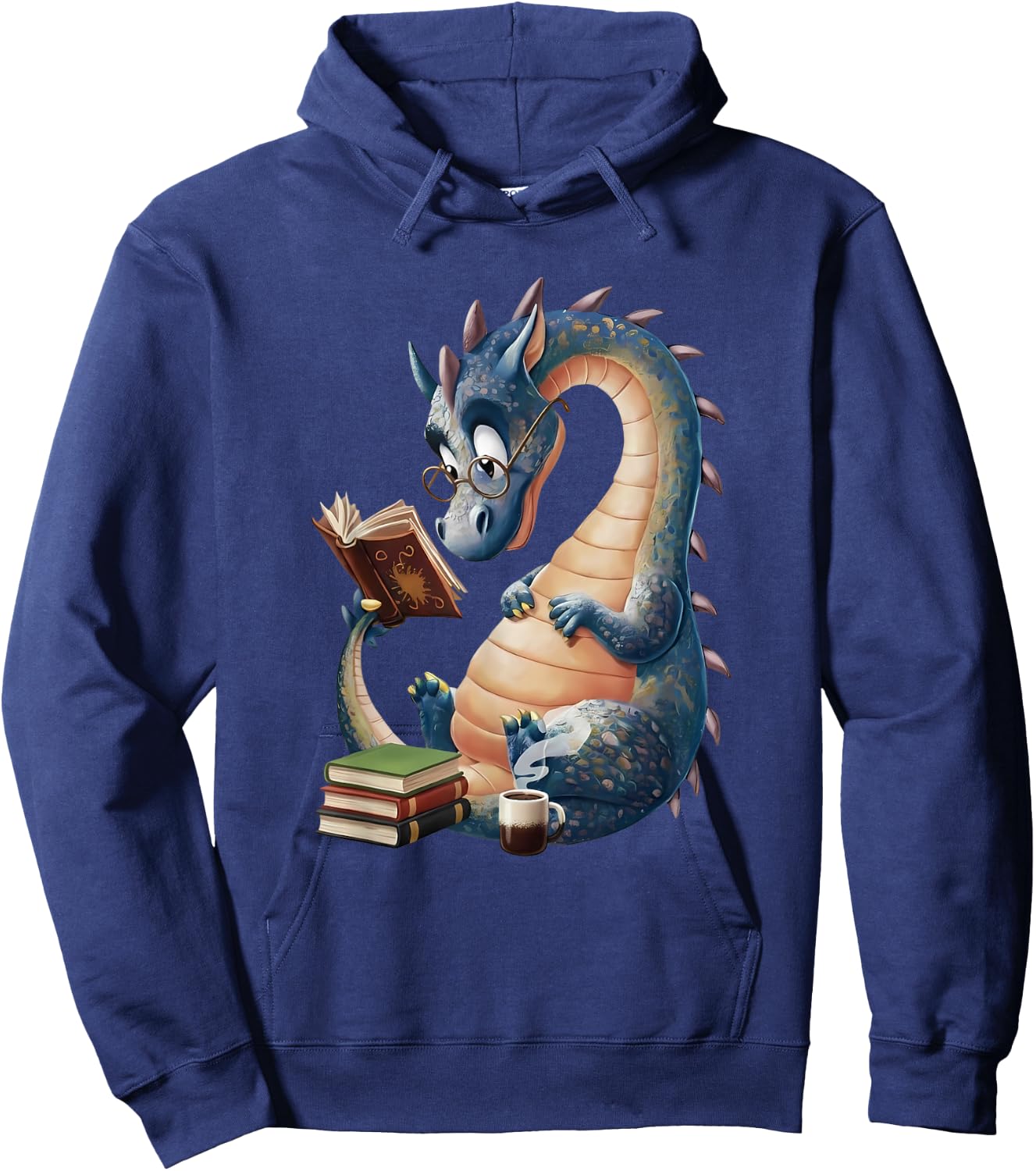 Cute Book Dragon Reading Lover Fantasy Design Hoodie - Hoodie | Navy