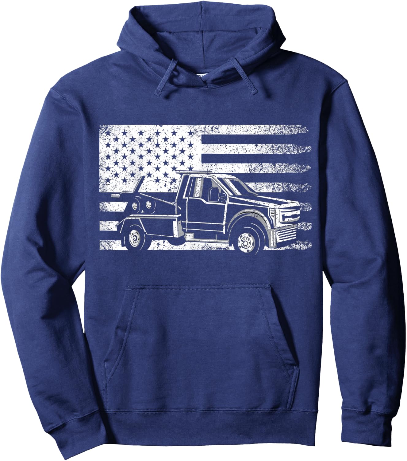Tow Truck USA Flag America Hoodie - Hoodie | Navy