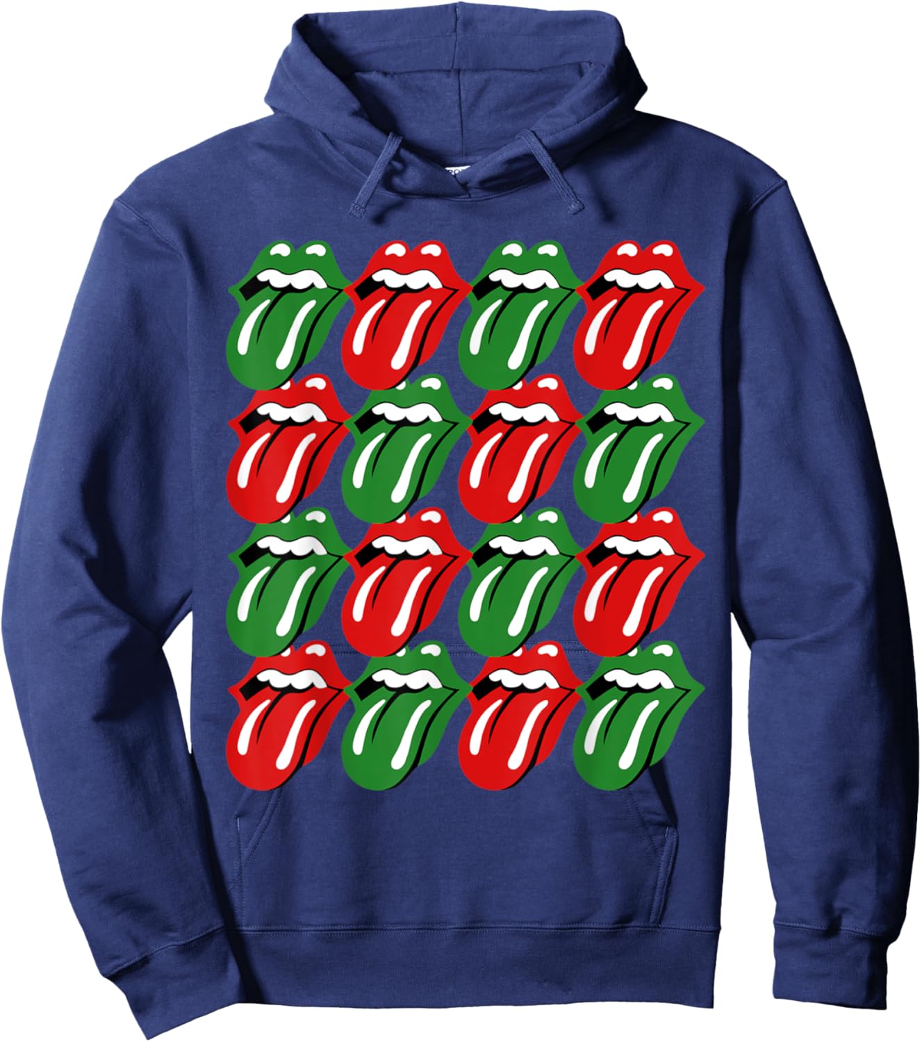 Rolling Stones Holiday Tongue Repeat Logo Hoodie - Hoodie | Navy