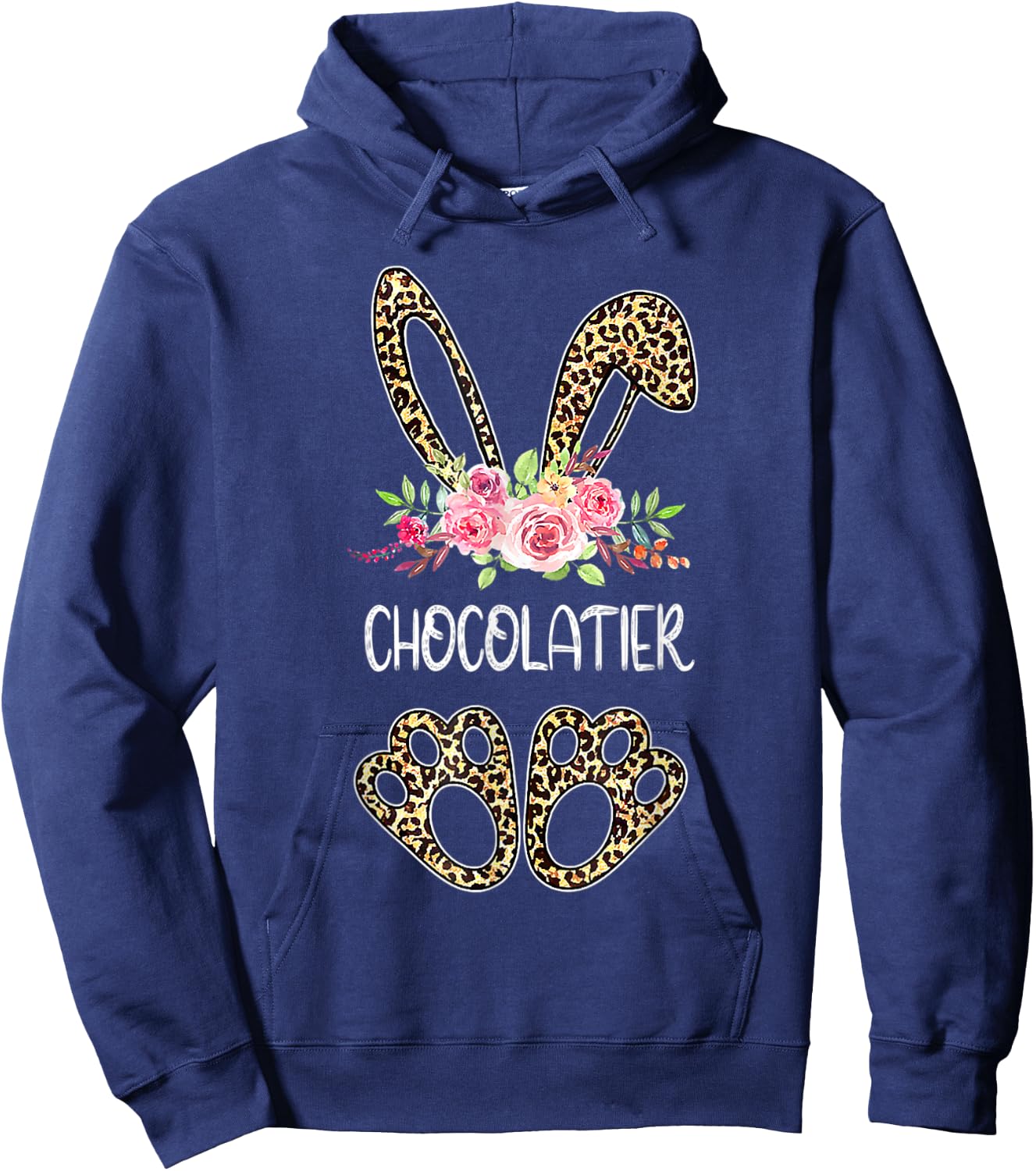 Chocolatier Bunny Leopard Flowers Easter 2022 Hoodie - Hoodie | Navy