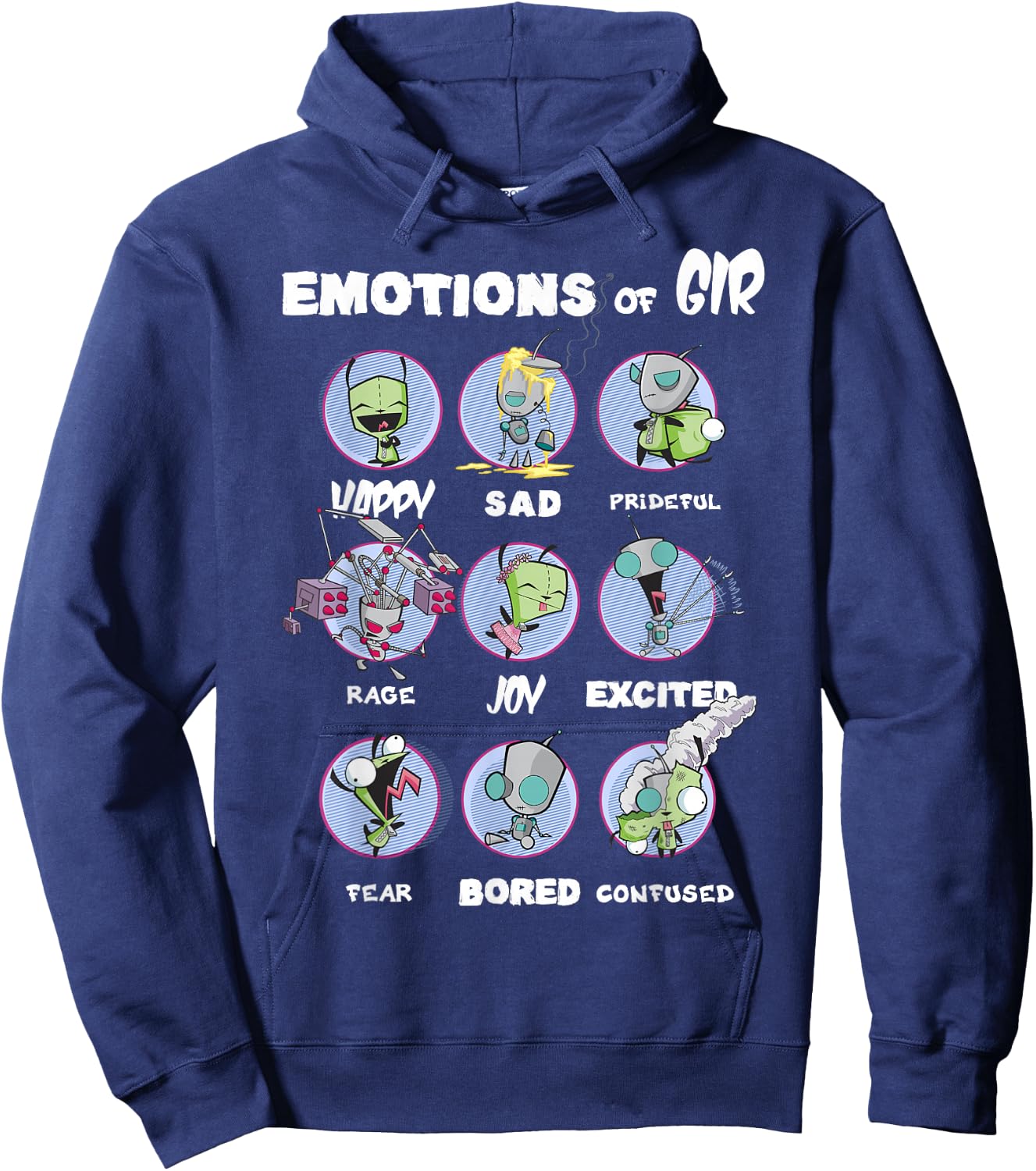 Invader Zim Emotions Of Gir Circle Portraits Hoodie - Hoodie | Navy