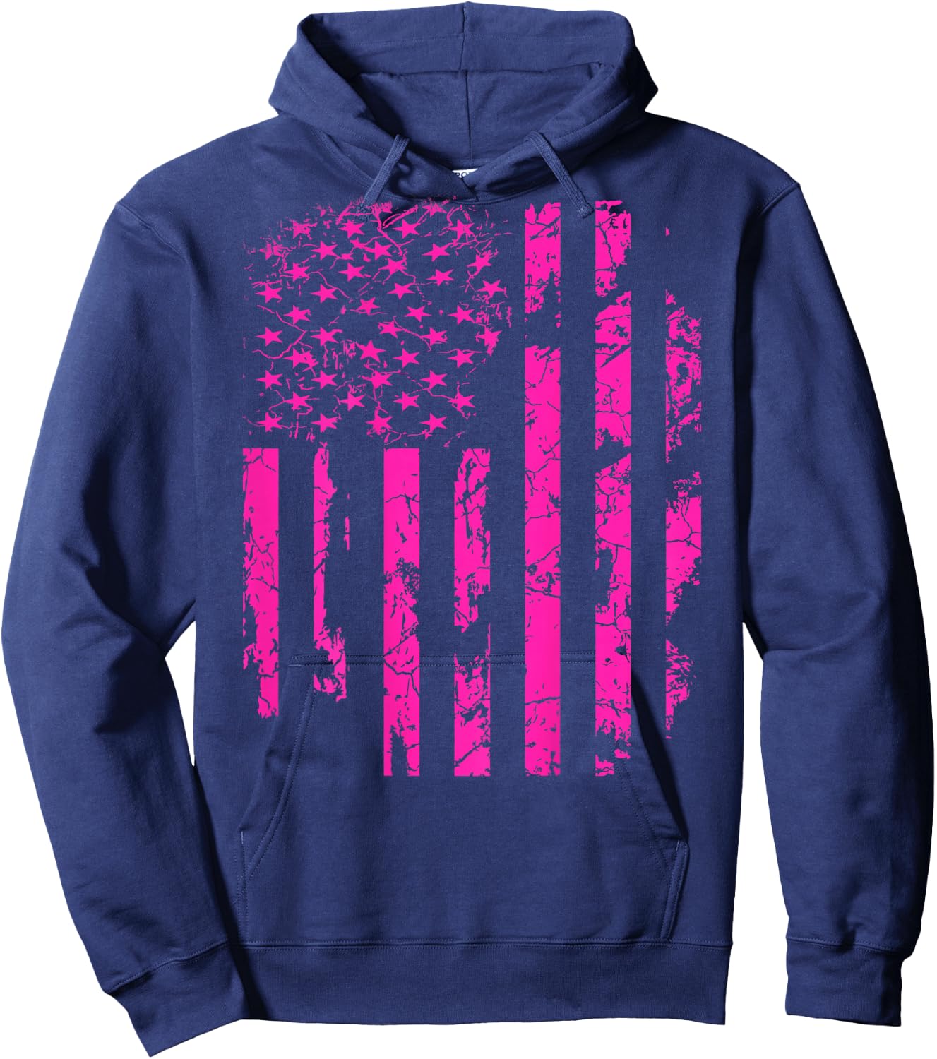 Pink Distressed USA Flag Hoodie - Hoodie | Navy