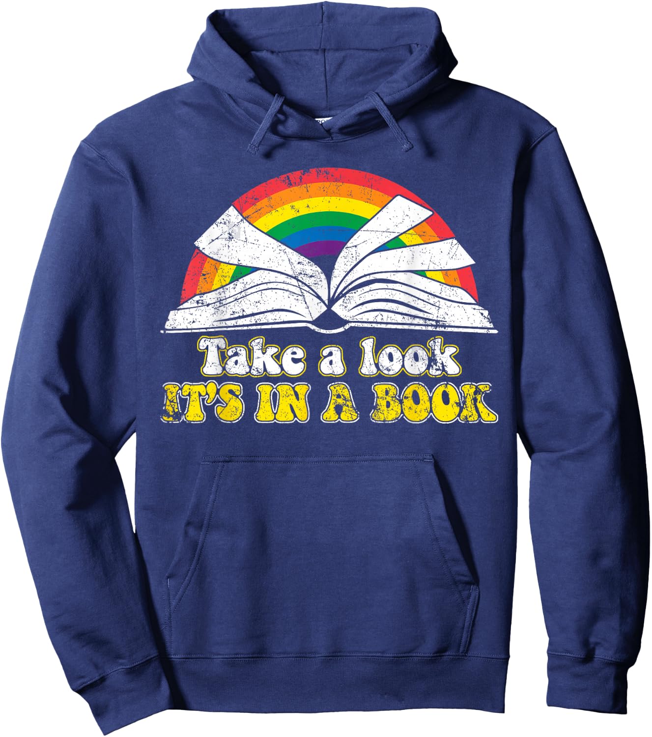 Love Reading Love Rainbows Gift Retro Rainbow Hoodie - Hoodie | Navy