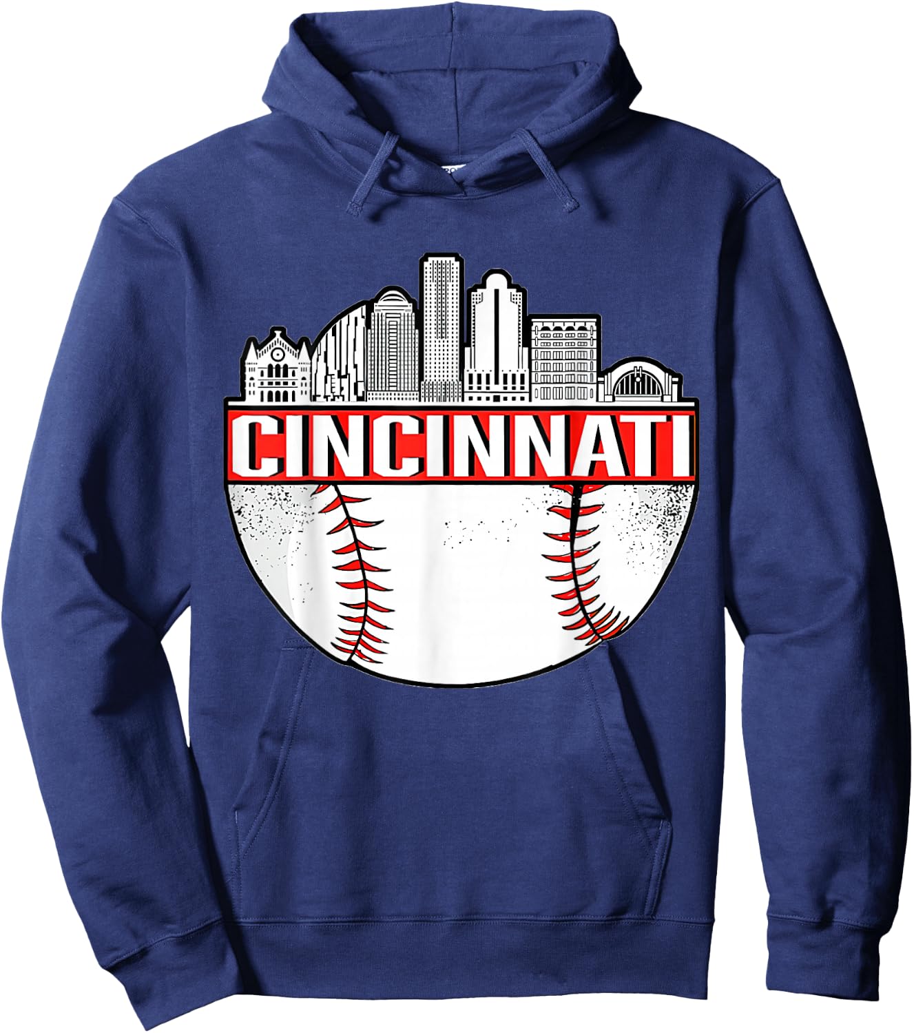 Vintage Cincinnati Ohio Skyline Apparel Hoodie - Hoodie | Navy