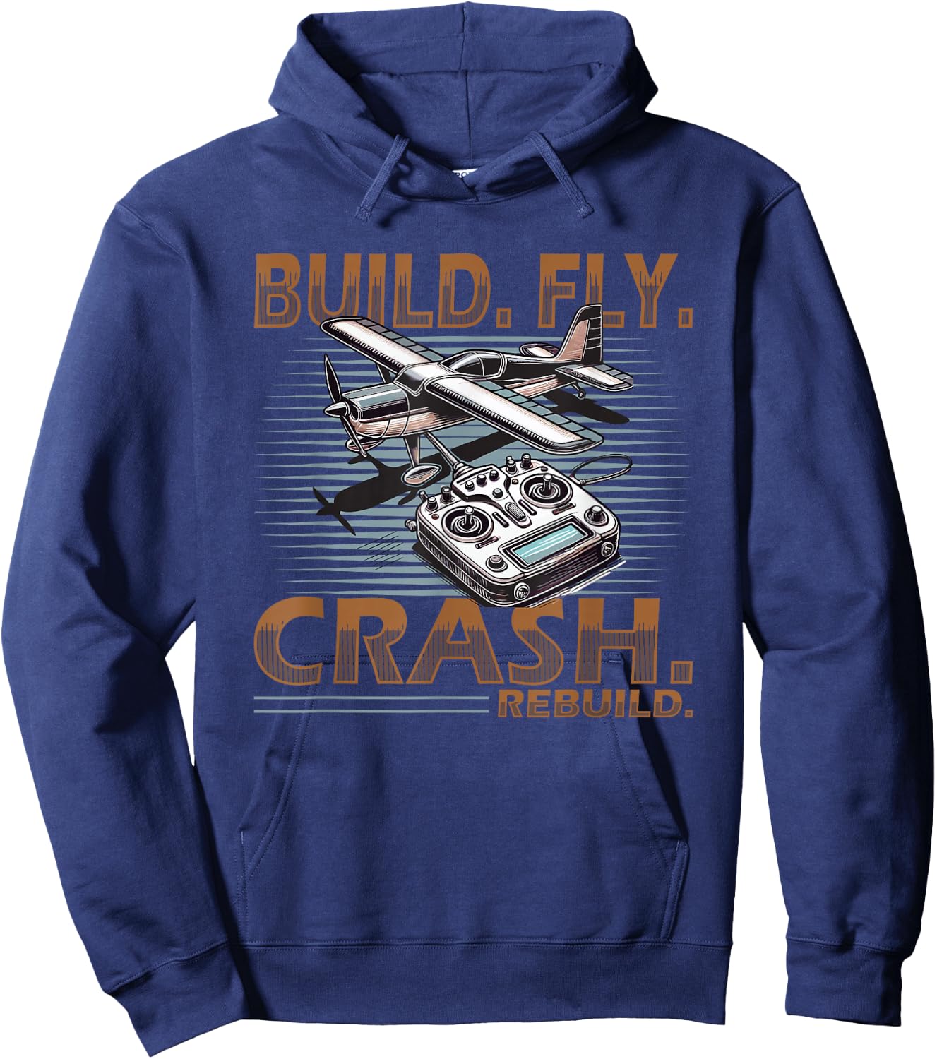 Build Fly Crash Rebuild Rc Plane Hoodie - Hoodie | Navy