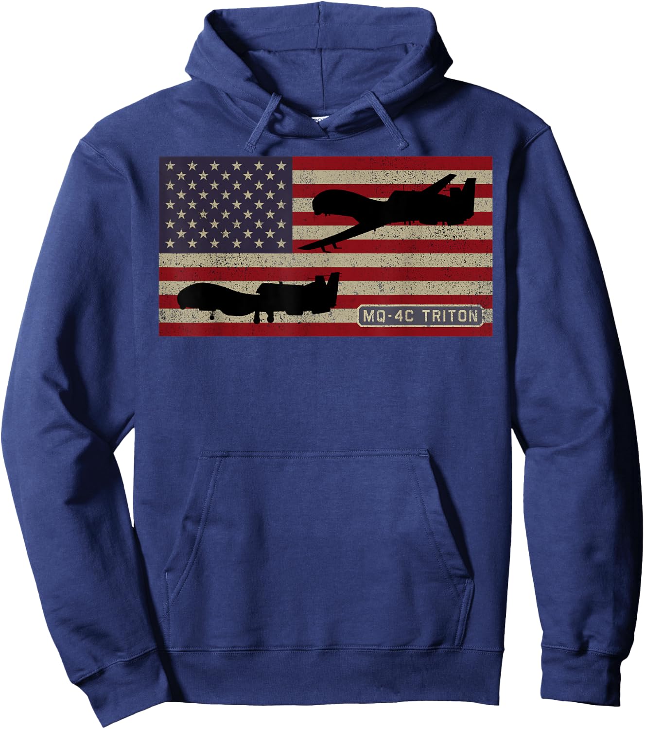 MQ-4C Triton Military UAV Drone American Flag Hoodie - Hoodie | Navy