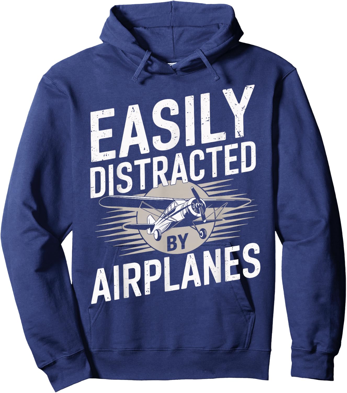 Easily Distracted By Airplanes Funny Pilot Hoodie - Hoodie | Navy