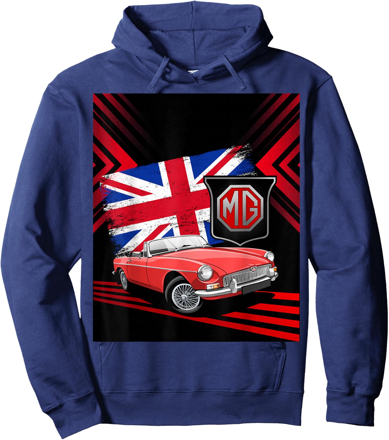 British Classic Sports Car - MG MGB Convertible Hoodie - Hoodie | Navy