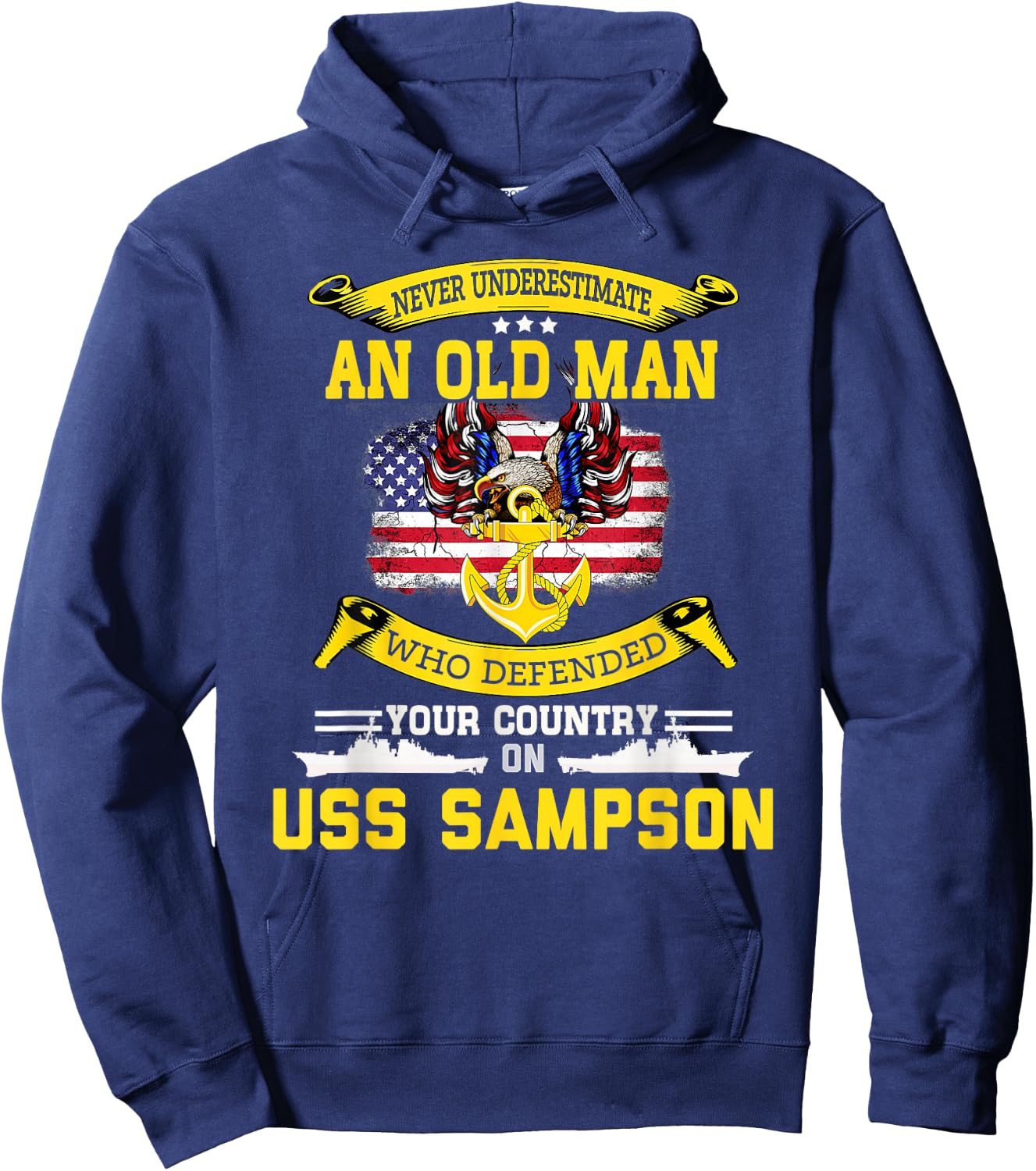 American Flag USS Sampson DDG-102 Destroyer Hoodie - Hoodie | Navy