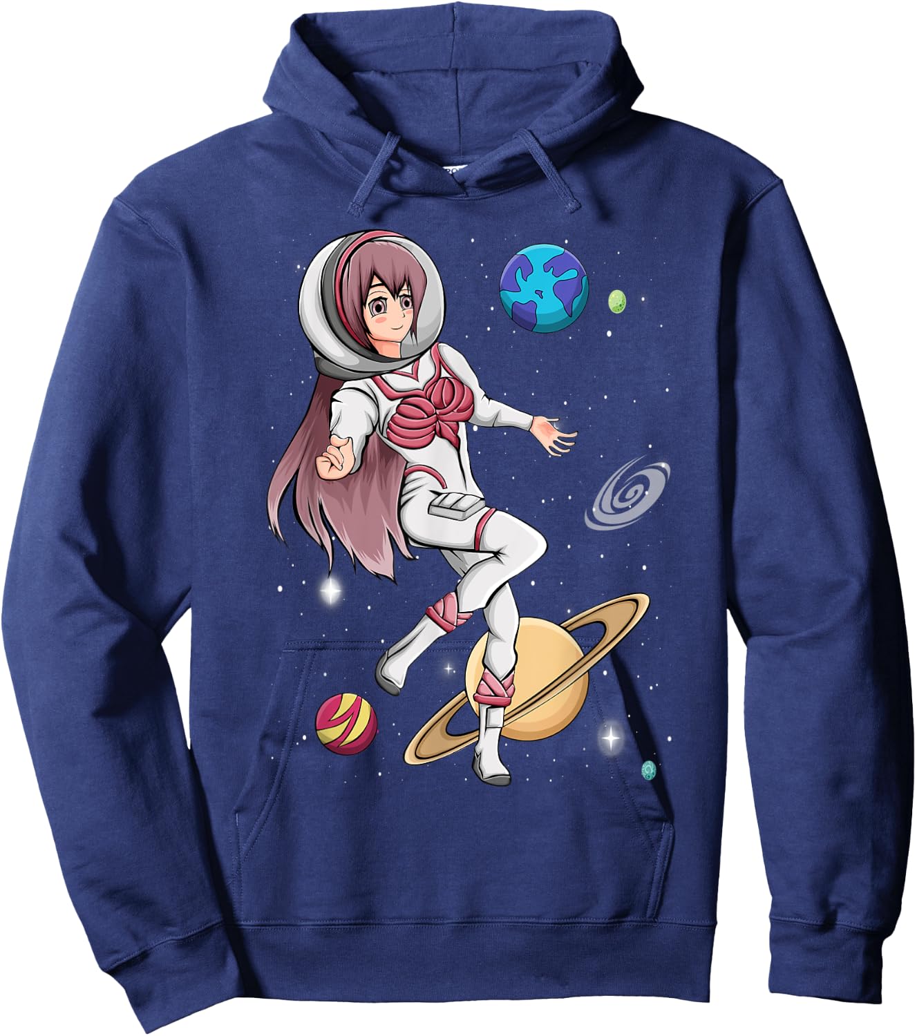 Astronaut, Amine Girl In Space Hoodie - Hoodie | Navy